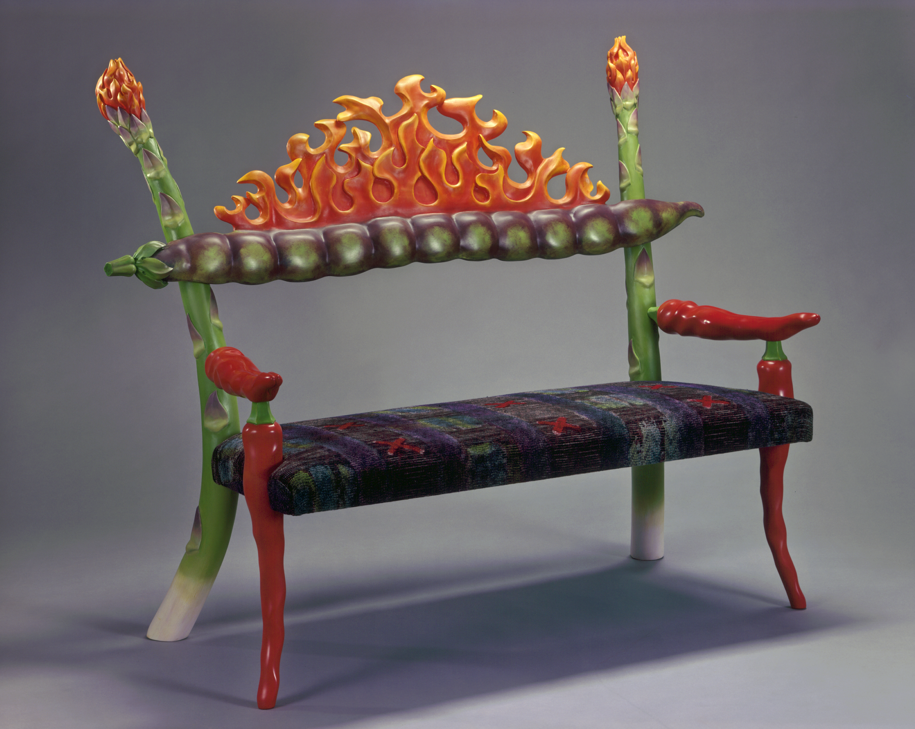Craig Nutt, Burning, 2002, Oil Paint and Lacquer on wood, fabric by Janet Taylor.
