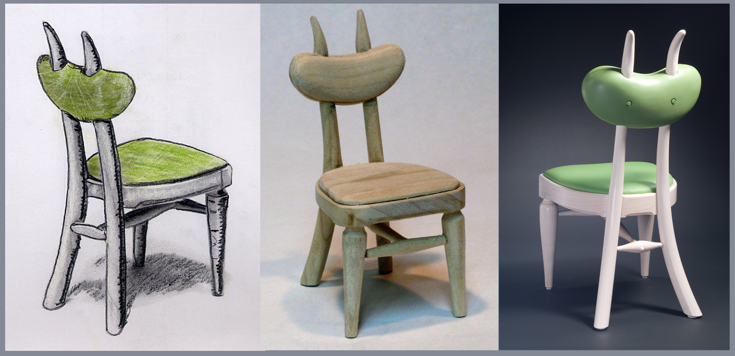 Butterbean Chair, Color Study, Maquette, Finished Chair