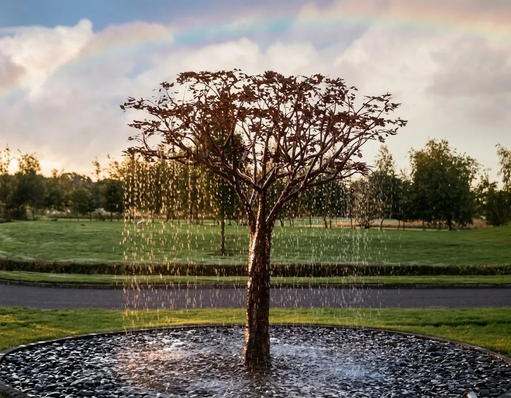 Tree of Wisdom copper tree fountain rainbow.jpeg