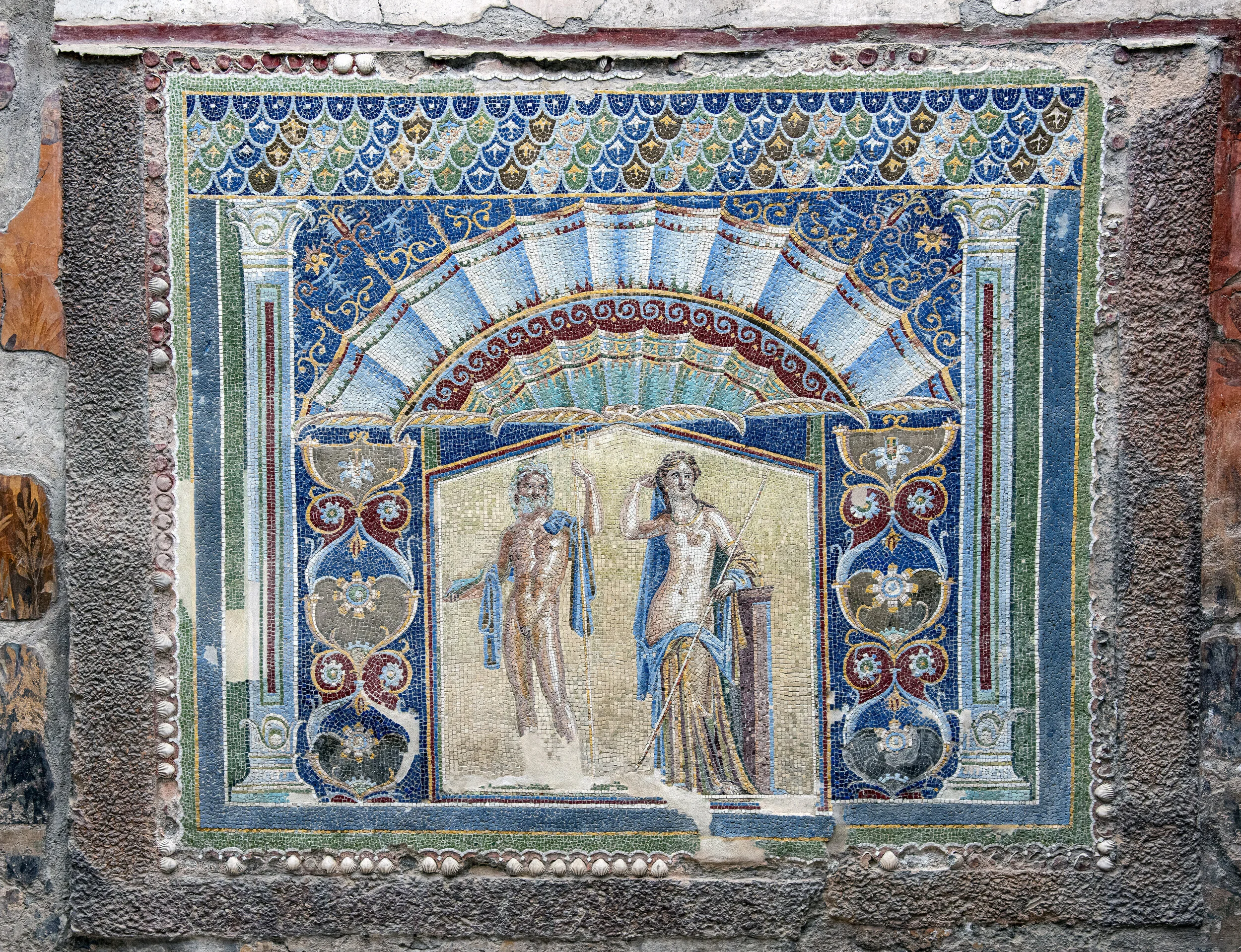 Amphitrite, Salacia to Romans, married Neptune after being persuaded by Delphinus, the dolphin king, that her steadiness would balance Neptune's volatility and bring harmony in the sea and joy to all.