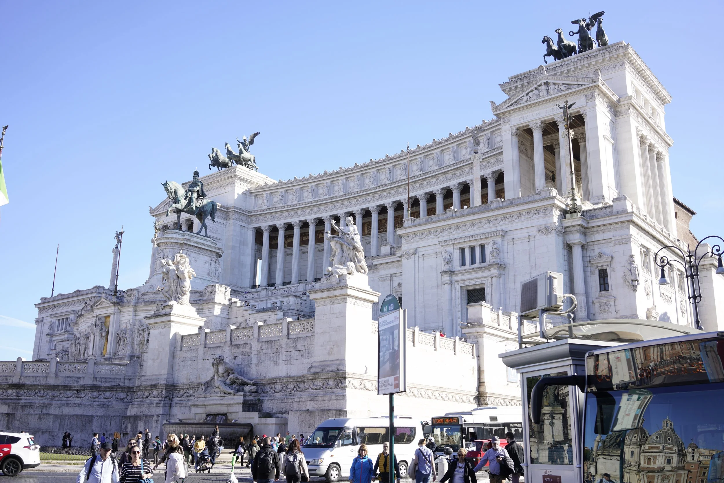 The Victor Emmanuel II National Monument, built between 1885 and 1935 to honour Victor Emmanuel II, the first king of a unified Italy, realized by Giuseppe Sacconi. 