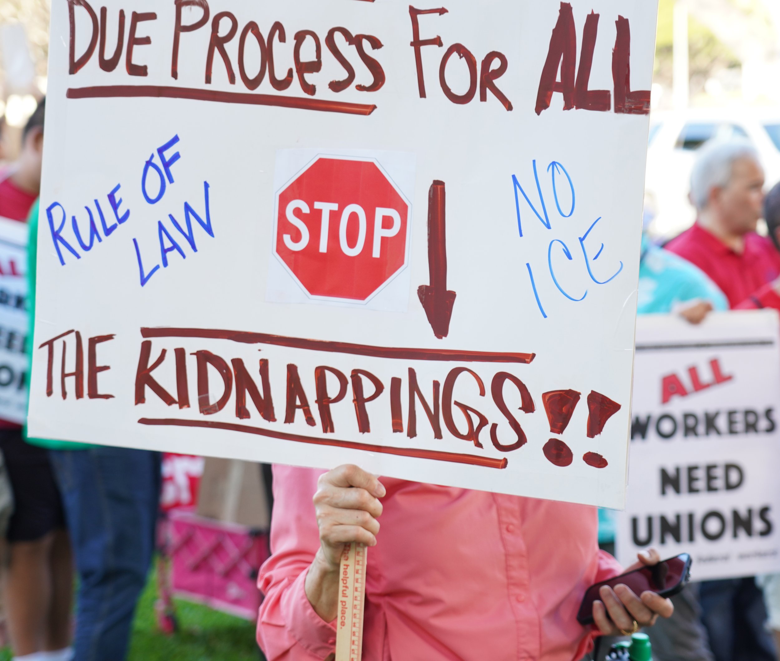 DUE PROCESS FOR ALL - RULE OF LAW - STOP KIDNAPPINGS - NO ICE