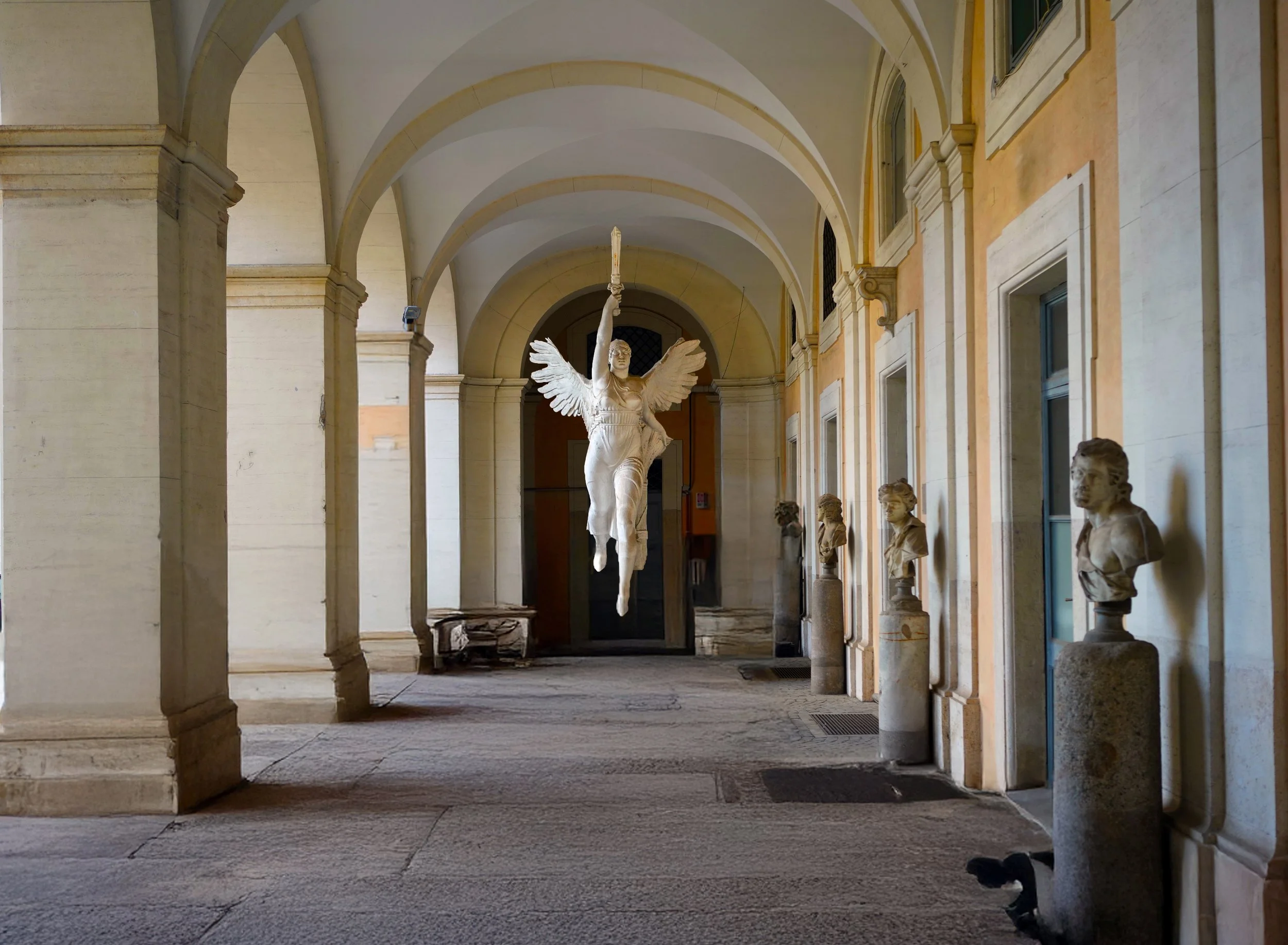 "Victory" and busts in the ground floor Corsini loggia