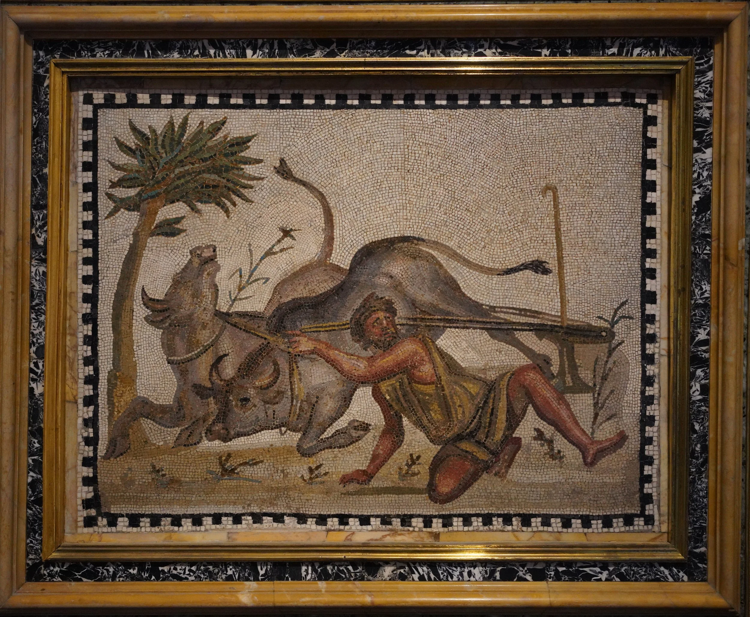 Ploughman with Oxen. Roman Art. sec 3rd-4th century A.D.
