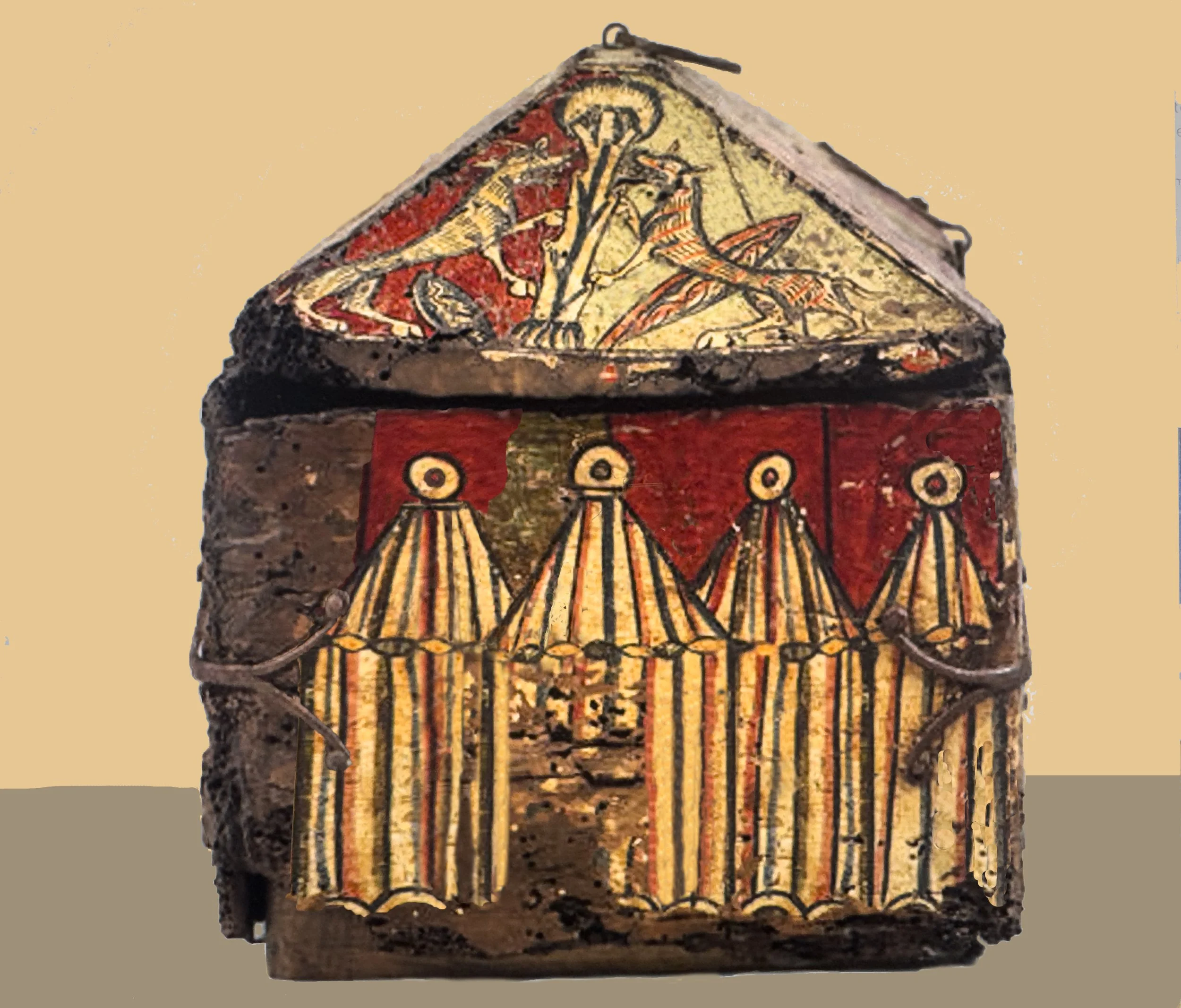 The tents of the Franks on the side of the wood box with the Legend of Guilhem of Orange, ca. 1200-1225 