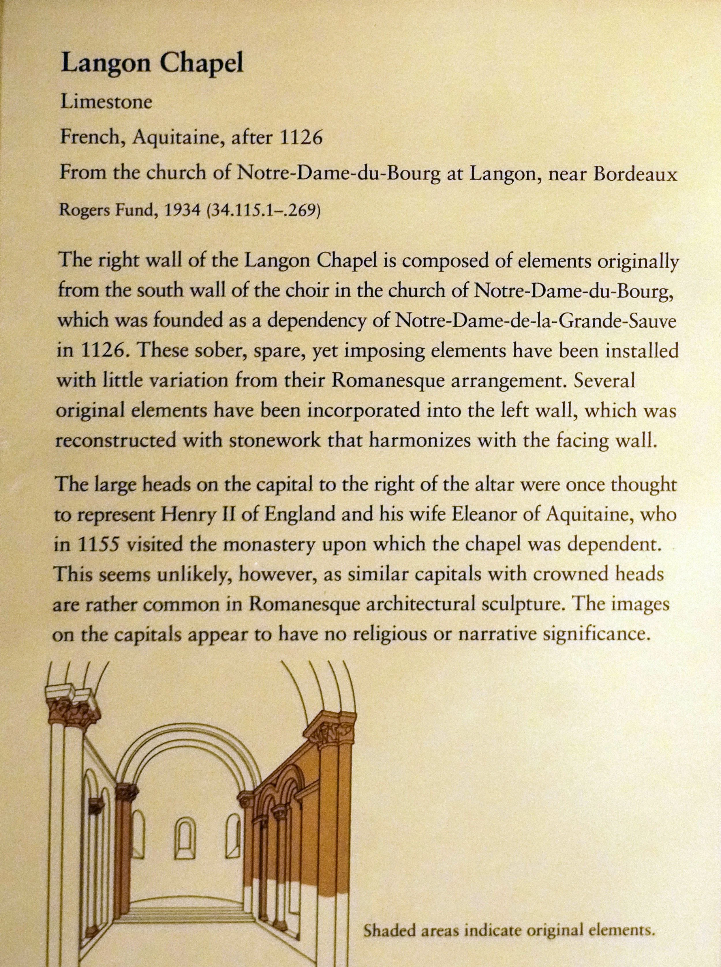 Langon Chapel, one of three distinct chapels in the MET Cloisters along with the Fuentiduena (12th c.) and Gothic Chapels 