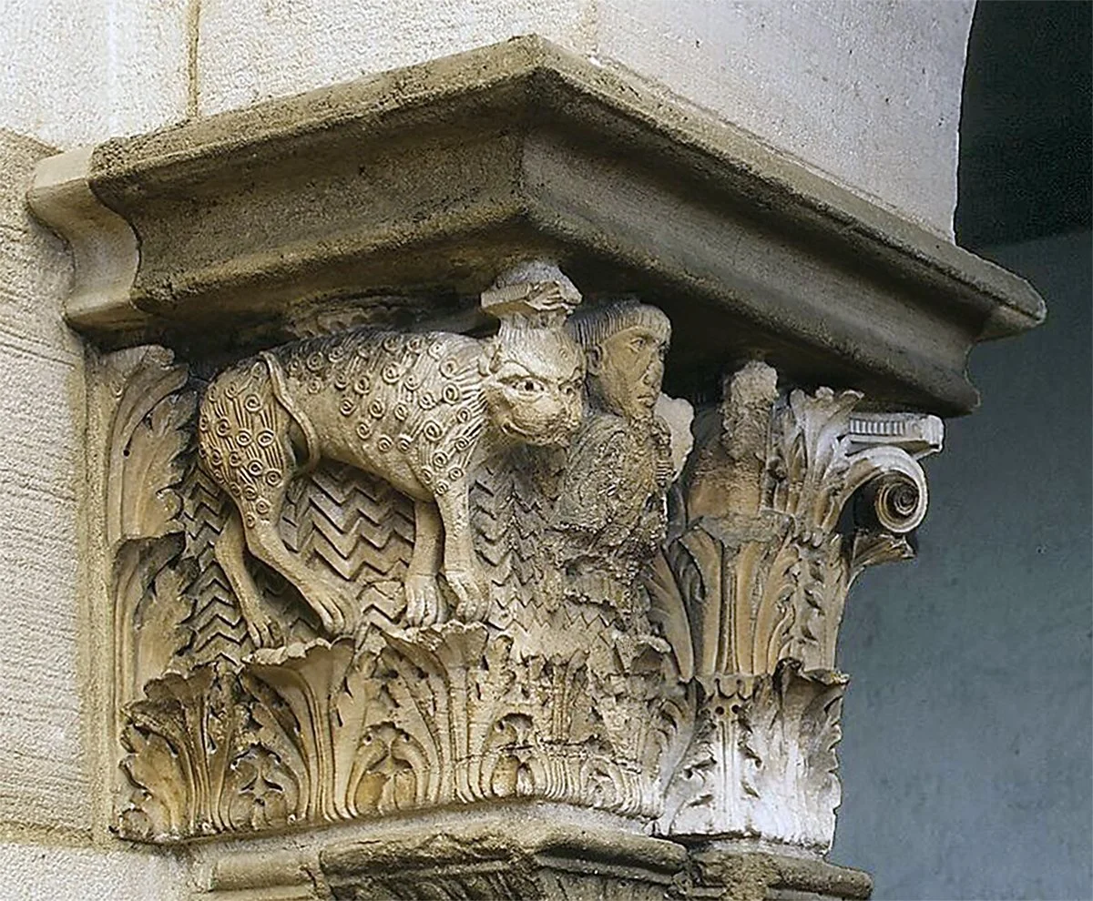 Daniel in the Lion's den, capital, Saint-Guilhem Cloister, French late 12th–early 13th c.