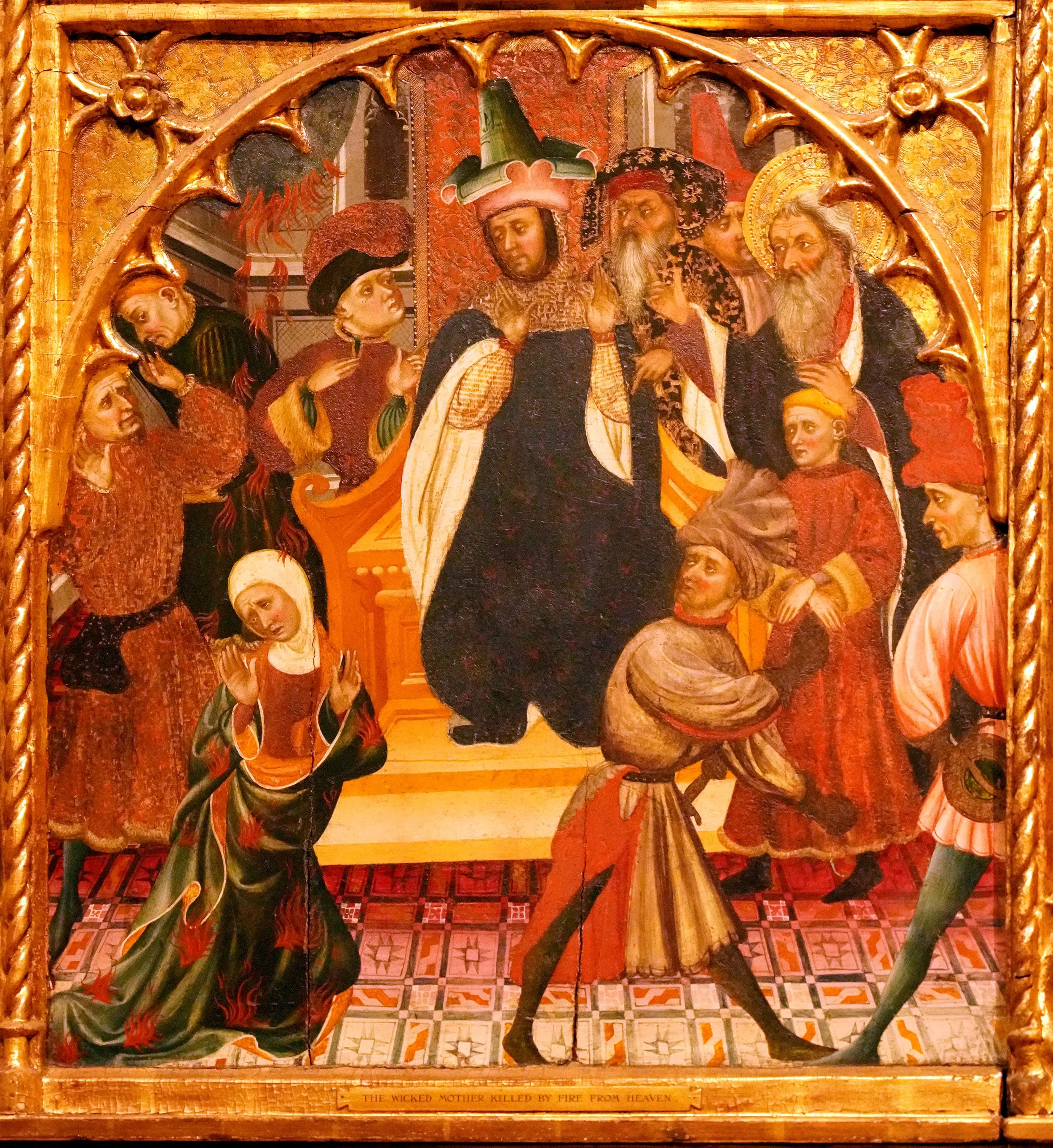 Sec. 2: Wicked Mother Killed by Fire from Heaven, attributed to the Master of Roussillon, Catalon, ca. 1420-30