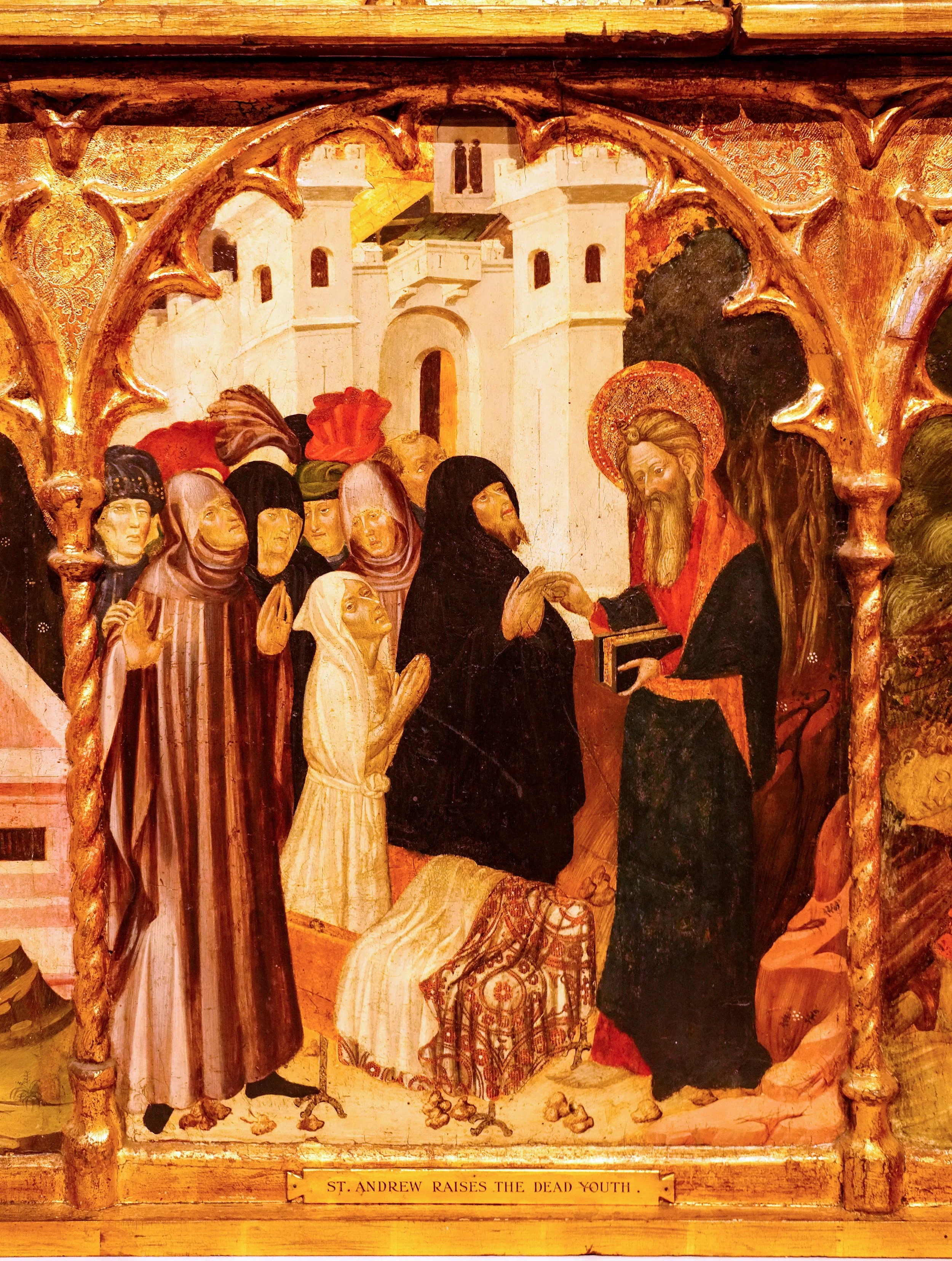 Sec.. 11: Saint Andrew Raises the Dead Youth, Detail, Altarpiece with Scenes from the Life of Saint Andrew, Catalan, ca. 1420-30