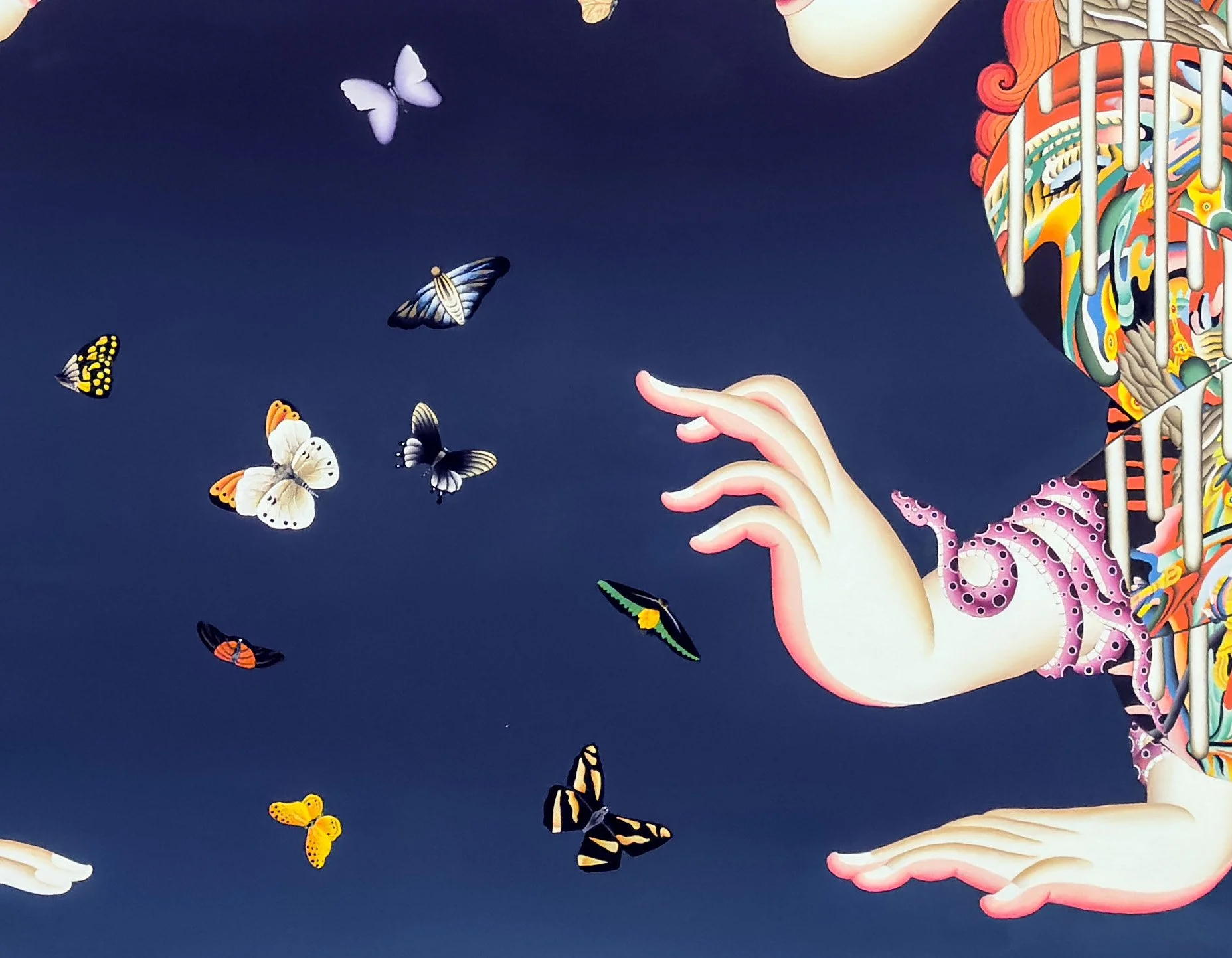 DETAIL: Spirits (Metamorphosis), 2019-20, playing with the butterflies/transforming into a new  cultural maturity via the strength of the original culture