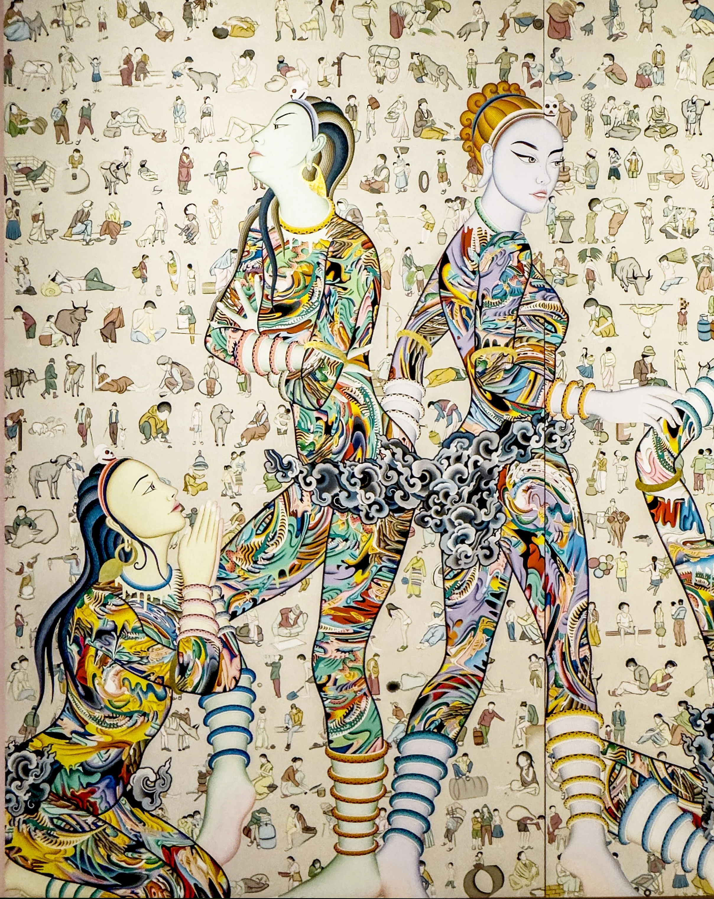 DETAIL: Himalayan Spirits (2021) TSHERIN SHERPA, gold, acrylic, and ink