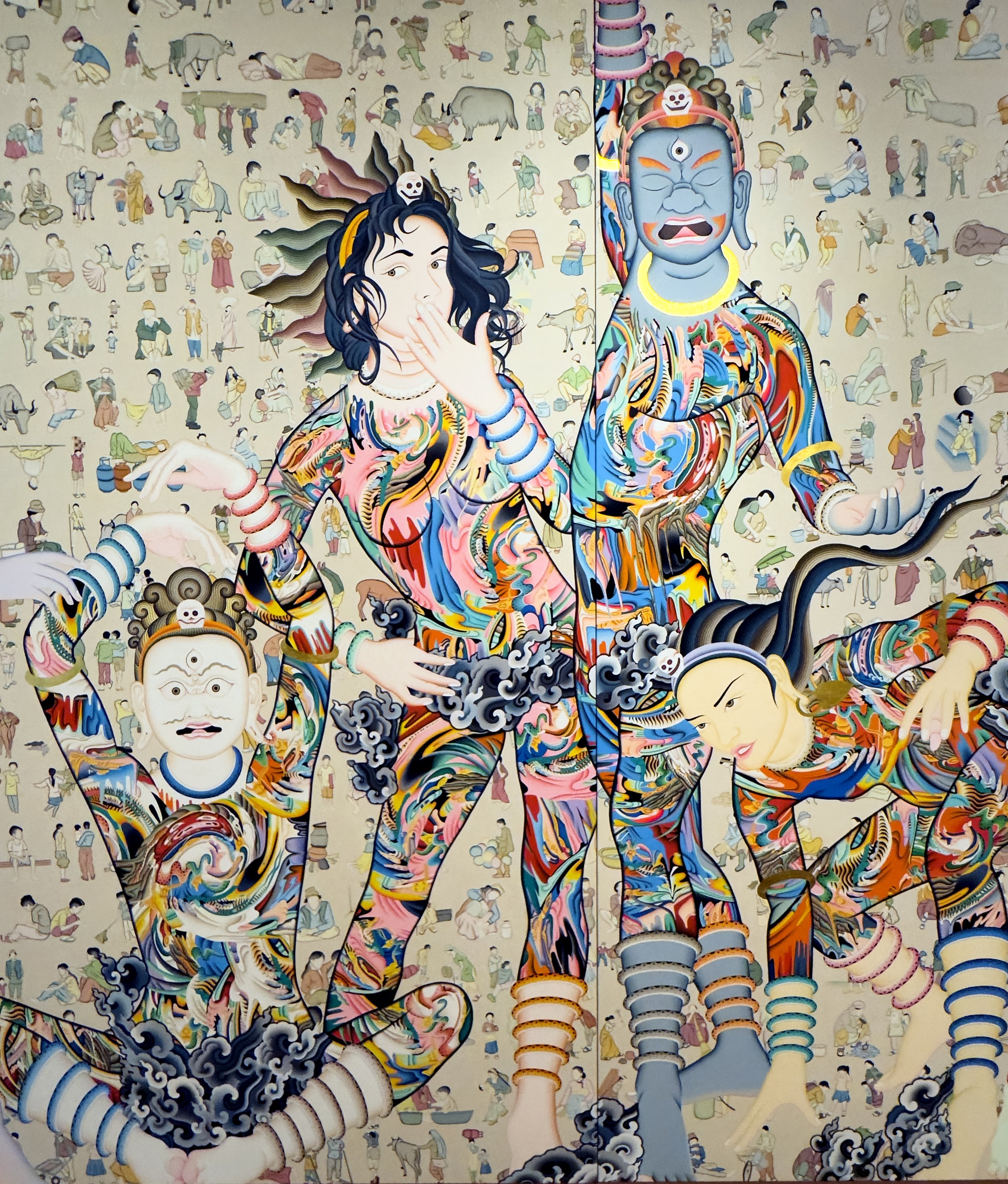 DETAIL: Himalayan Spirits (2021) TSHERIN SHERPA, gold, acrylic, and ink