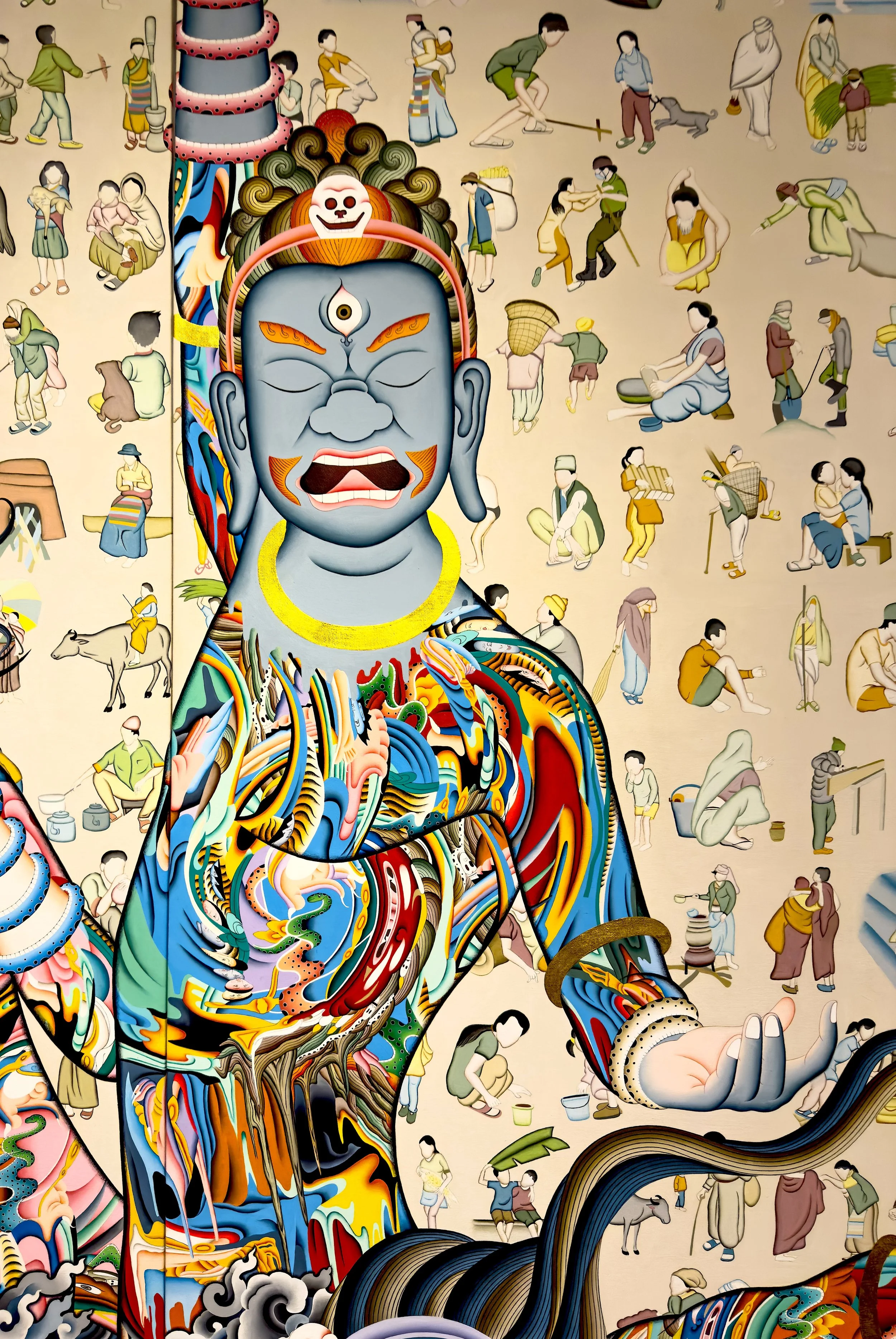DETAIL: Himalayan Spirits (2021) TSHERIN SHERPA, gold, acrylic, and ink