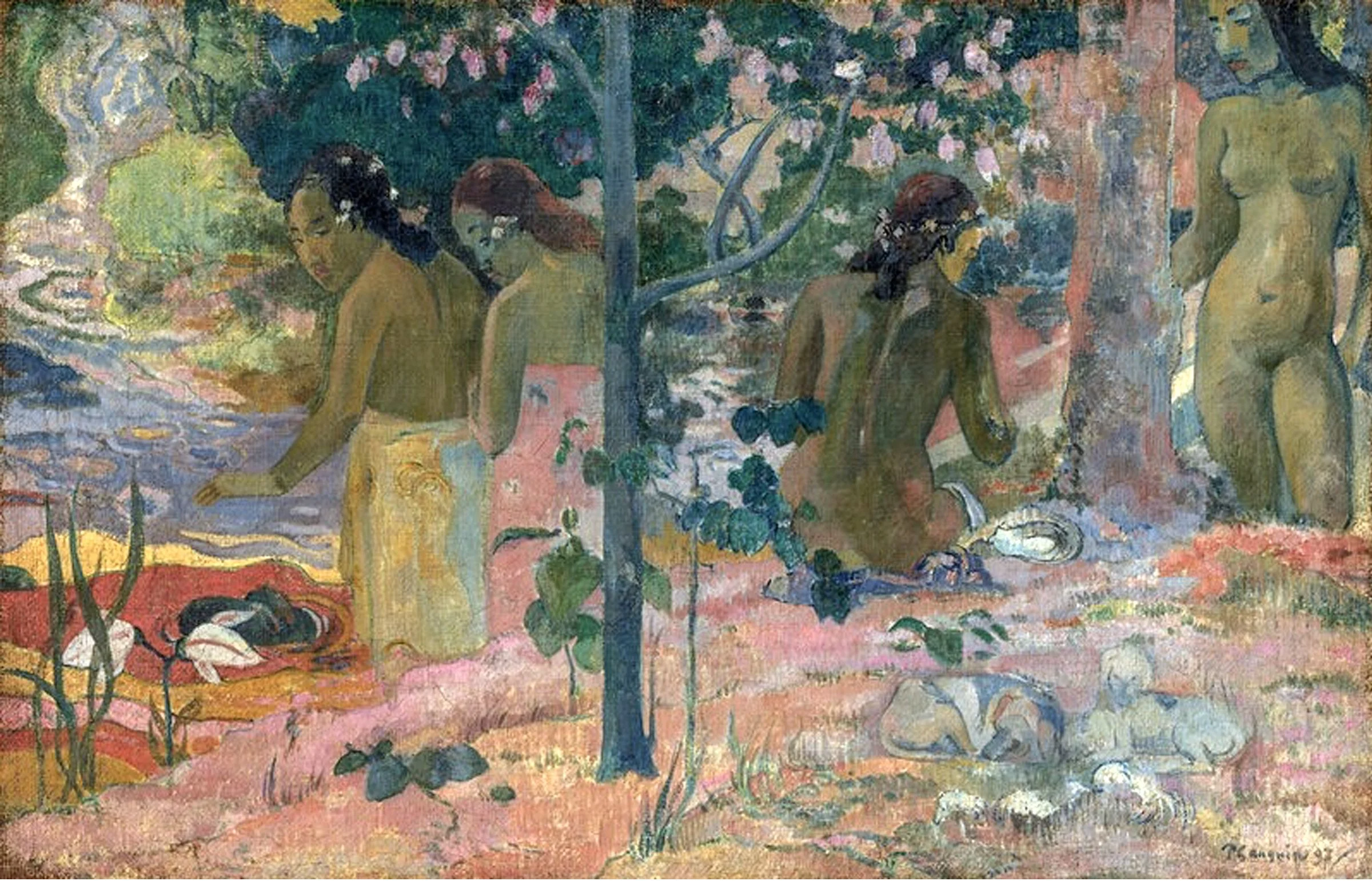 The Bathers, 1897, Paul Gauguin, ,Punaauia, French Polynesia 