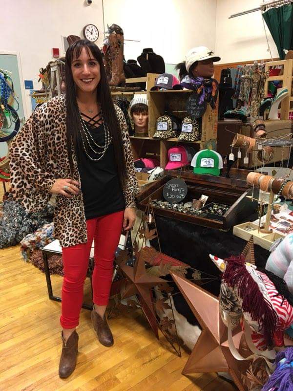 Catie in her booth at the Bruneau Cowboy Christmas in 2016.