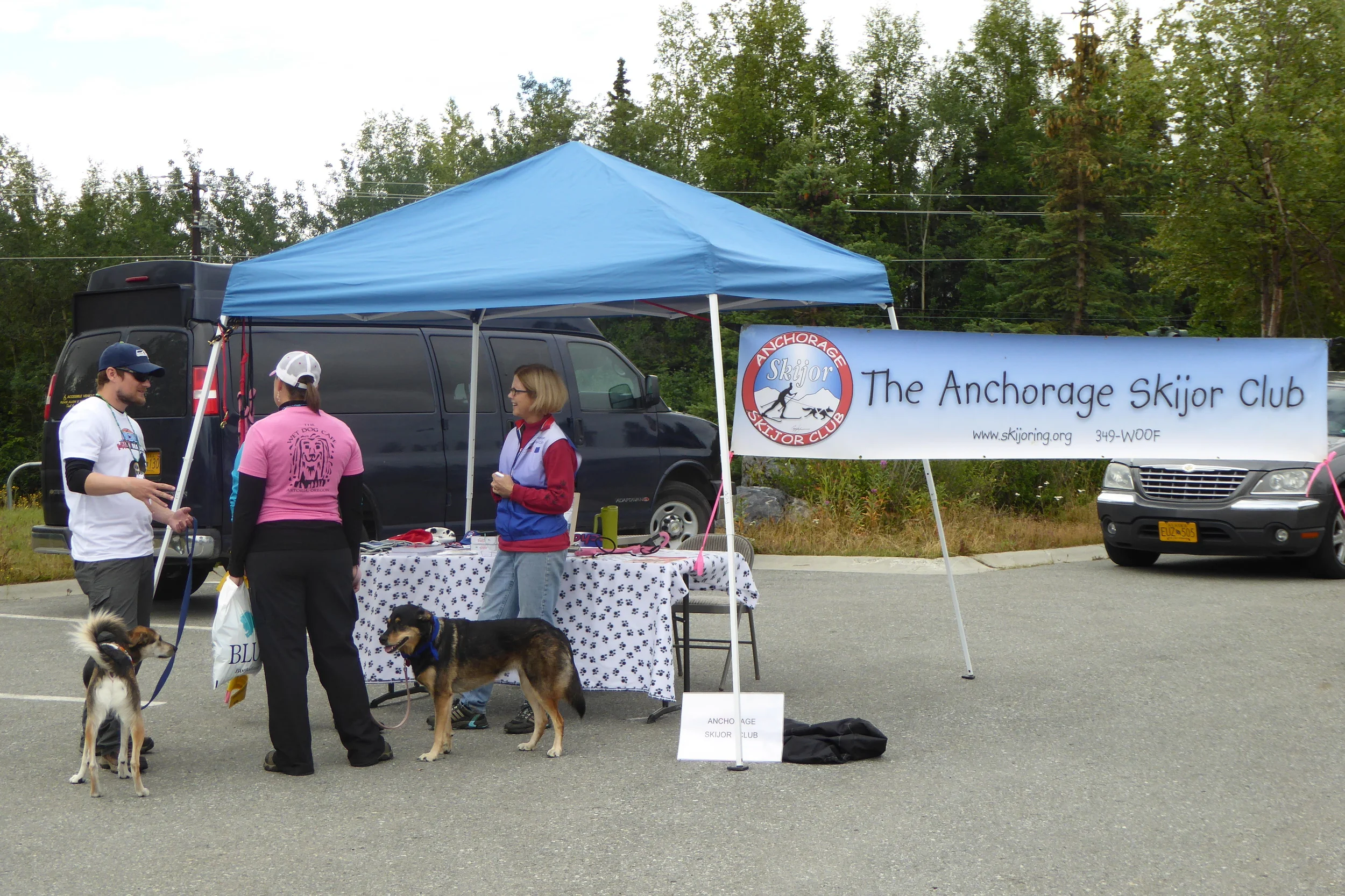 Anchorage Skijor Club member Becky Voris at our booth.
