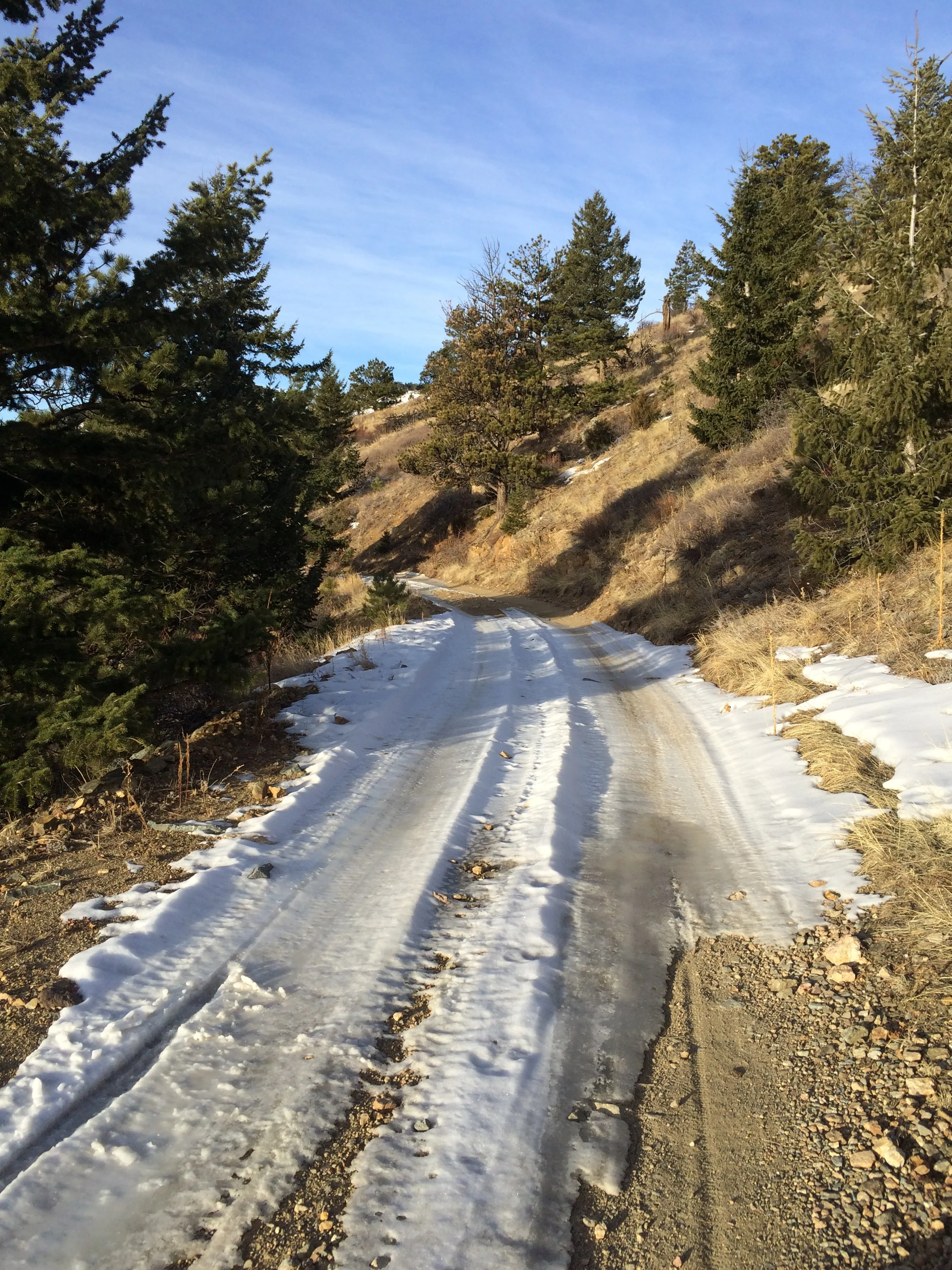 Road conditions were a mix of hard pack snow, ice and dry dirt roads. 
