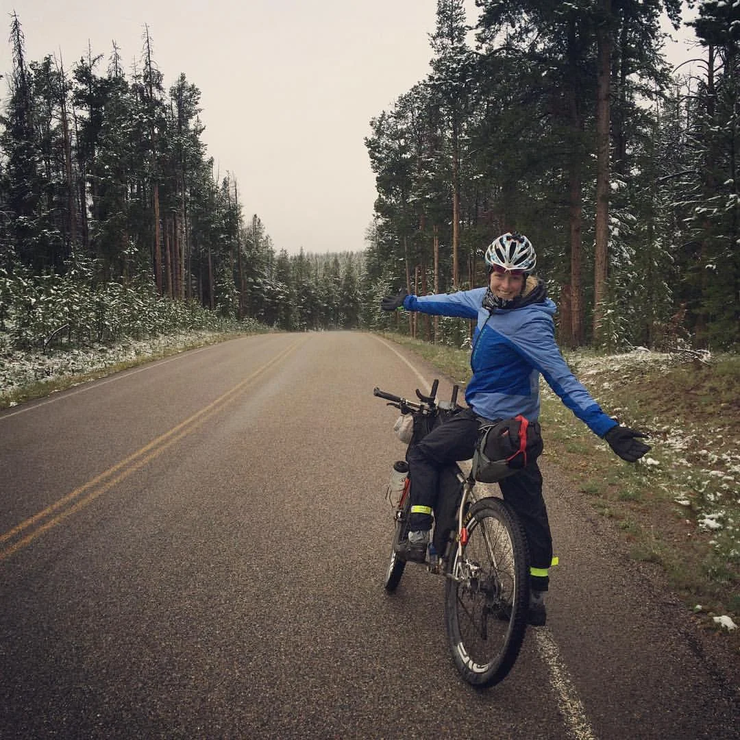 Snow in July? No prob. Wearing every piece of clothing we brought to descend down from Polaris. 