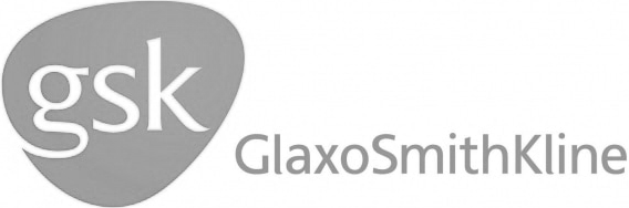 GSK and GlaxoSmithKline logos in grayscale.