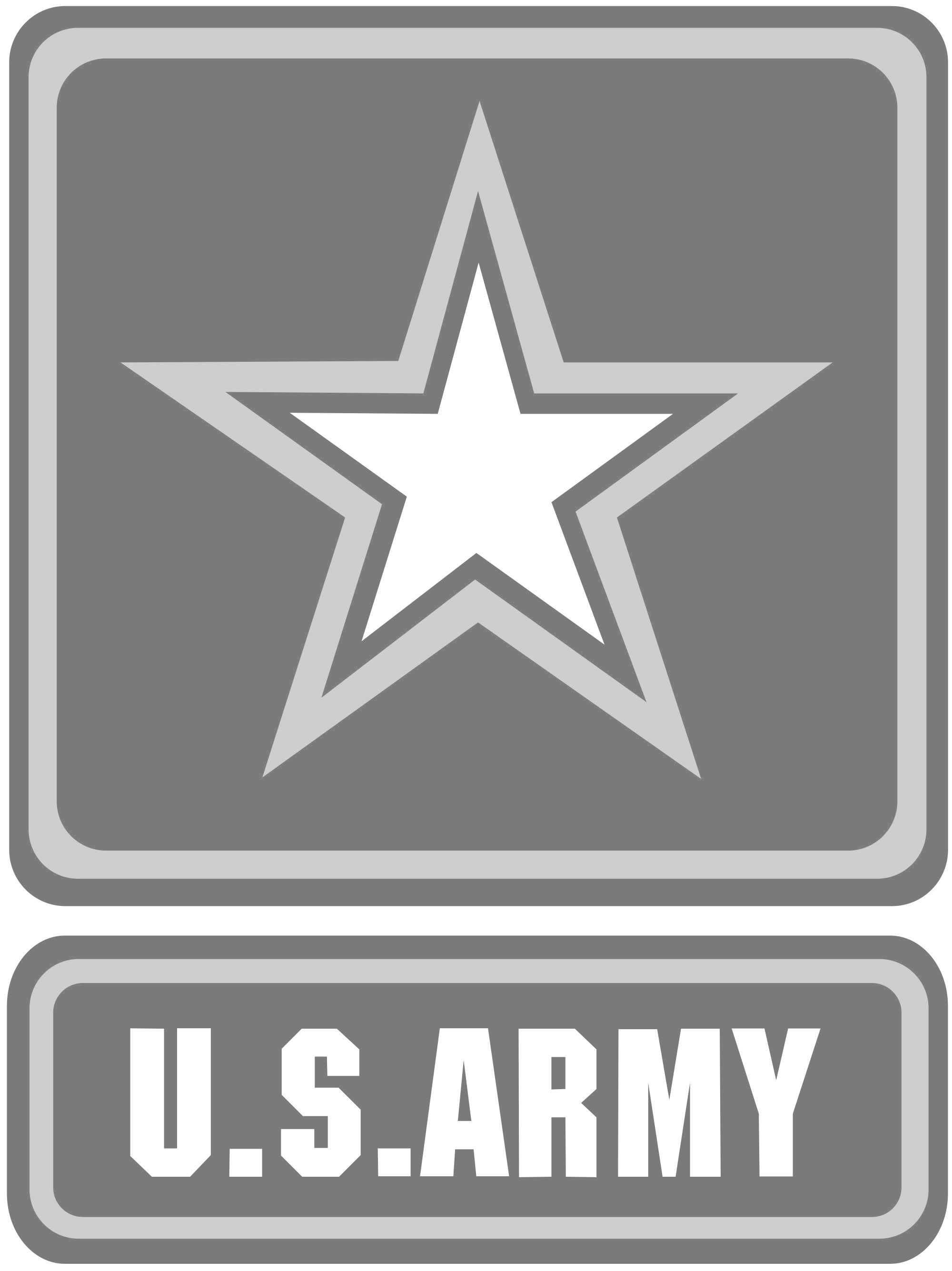 Gray U.S. Army badge with a white star in the center.