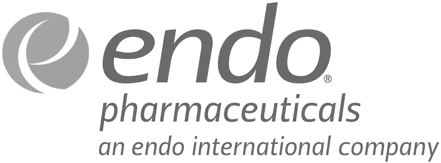 Endo Pharmaceuticals logo with a spherical icon and the text "endo pharmaceuticals an endo international company".