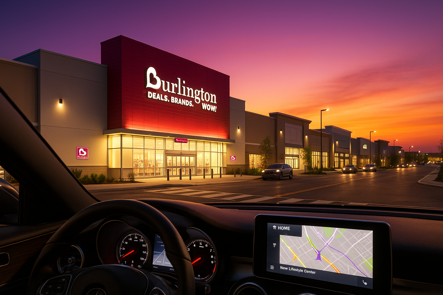 Rendering of a nighttime arrival experience to showcase facade lighting