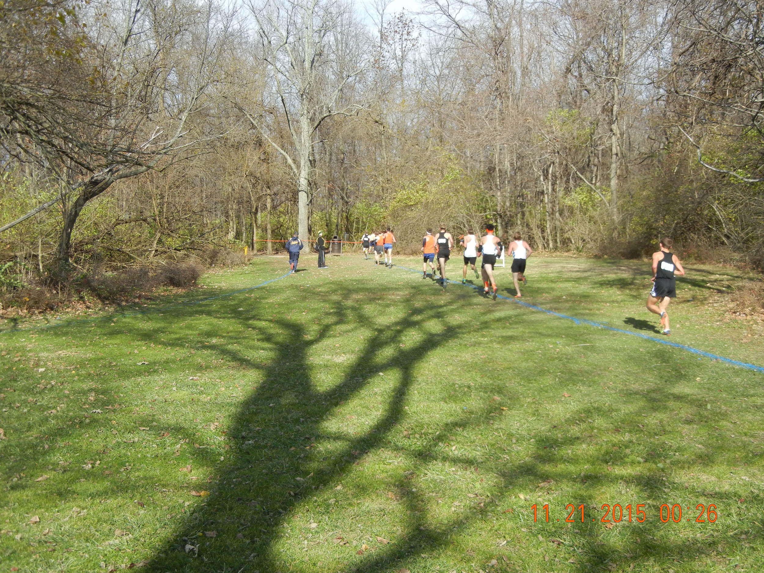 Heading into the woods at the 1.5-mile mark