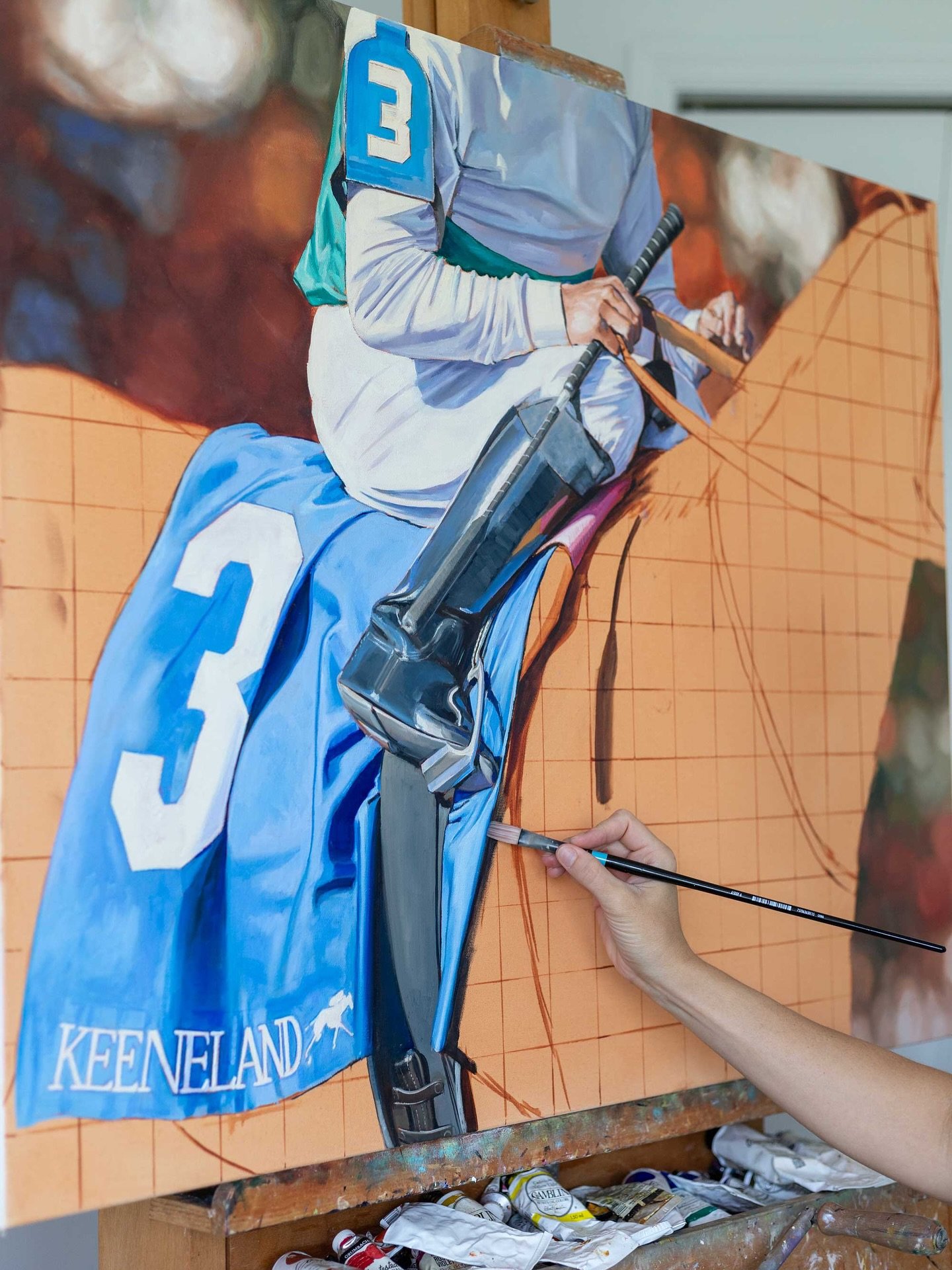 Blue Number 3 2.0 in progress 💙 What color horse do you think it&rsquo;s going to be??

#equineart #oilpainting #keeneland