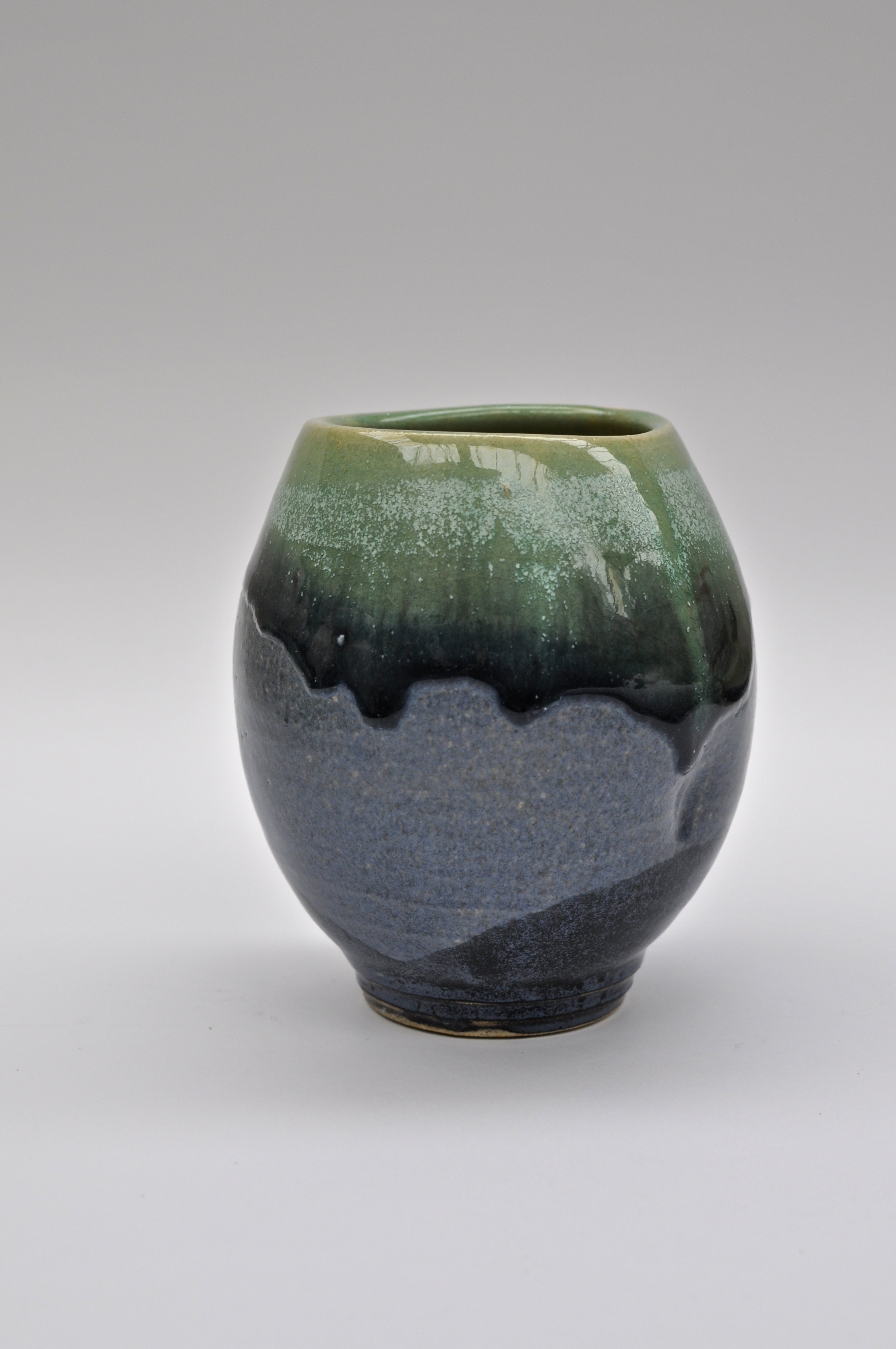 Blue and green glazed round vase in Dublin IR Shannon May Mackenzie