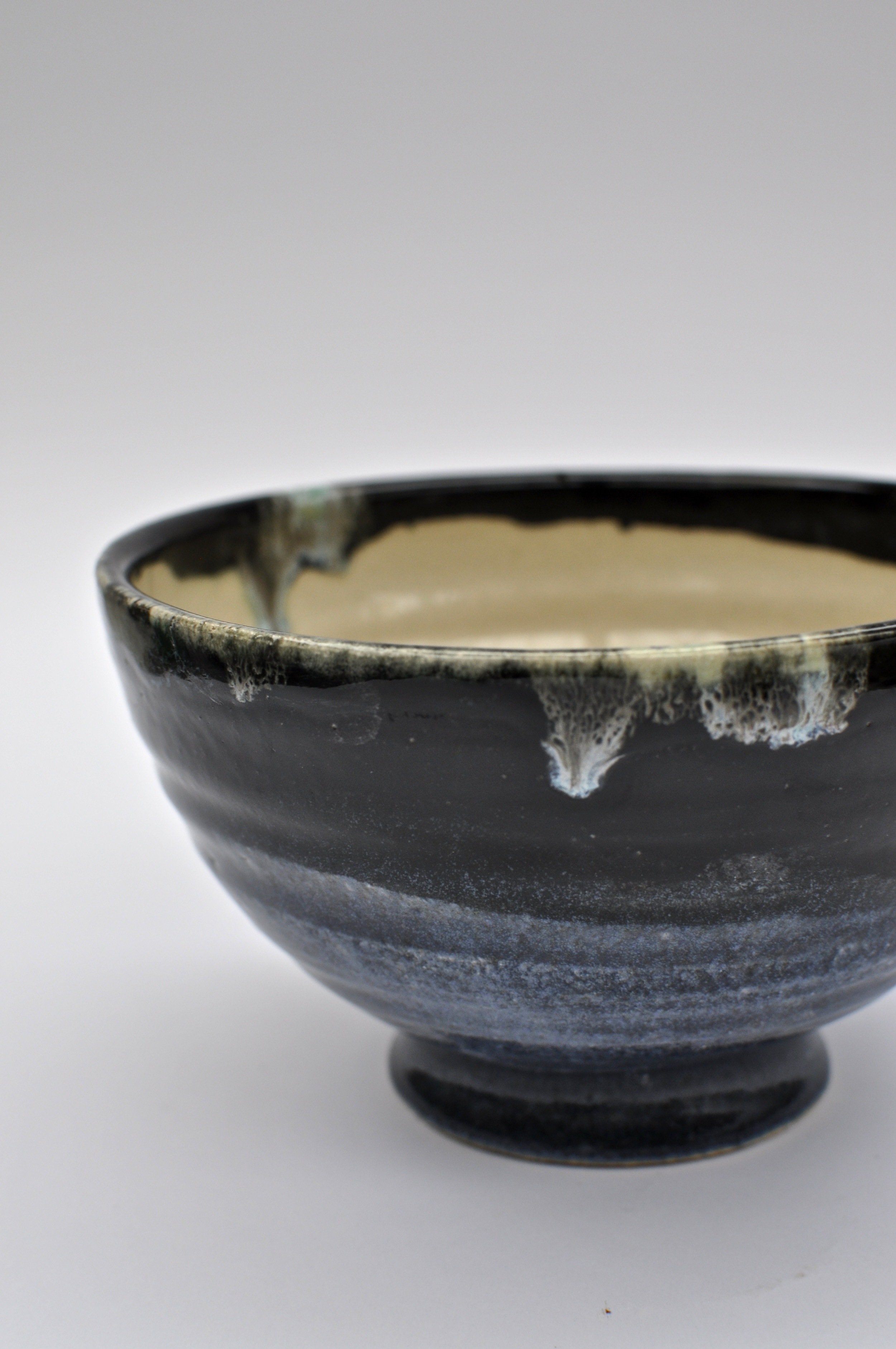 Black and blue glazed bowl with bright drip in Dublin Ireland Shannon May Mackenzie