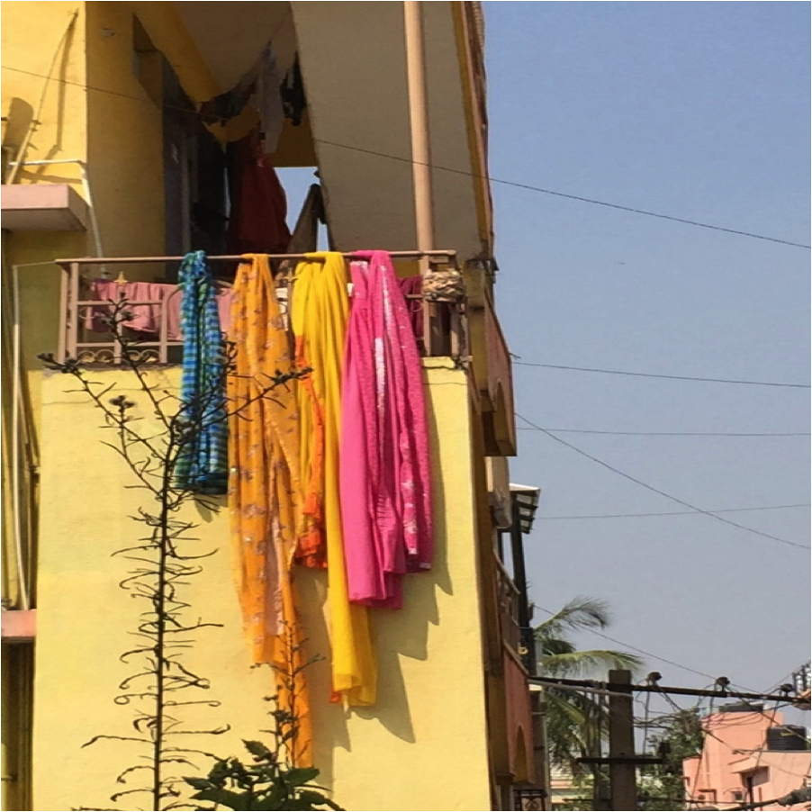 Office view: plain building with some gorgeous clothing