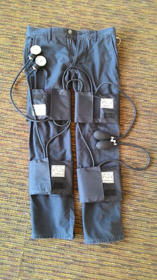 Here is one of their 2014 prototypes of specially designed pants able to exert optimal radial force while astronauts sleep to combat BMD loss.