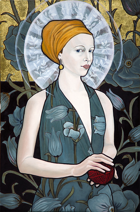 Madame M. / 33" x 22" / oil and gold leaf on linen / sold