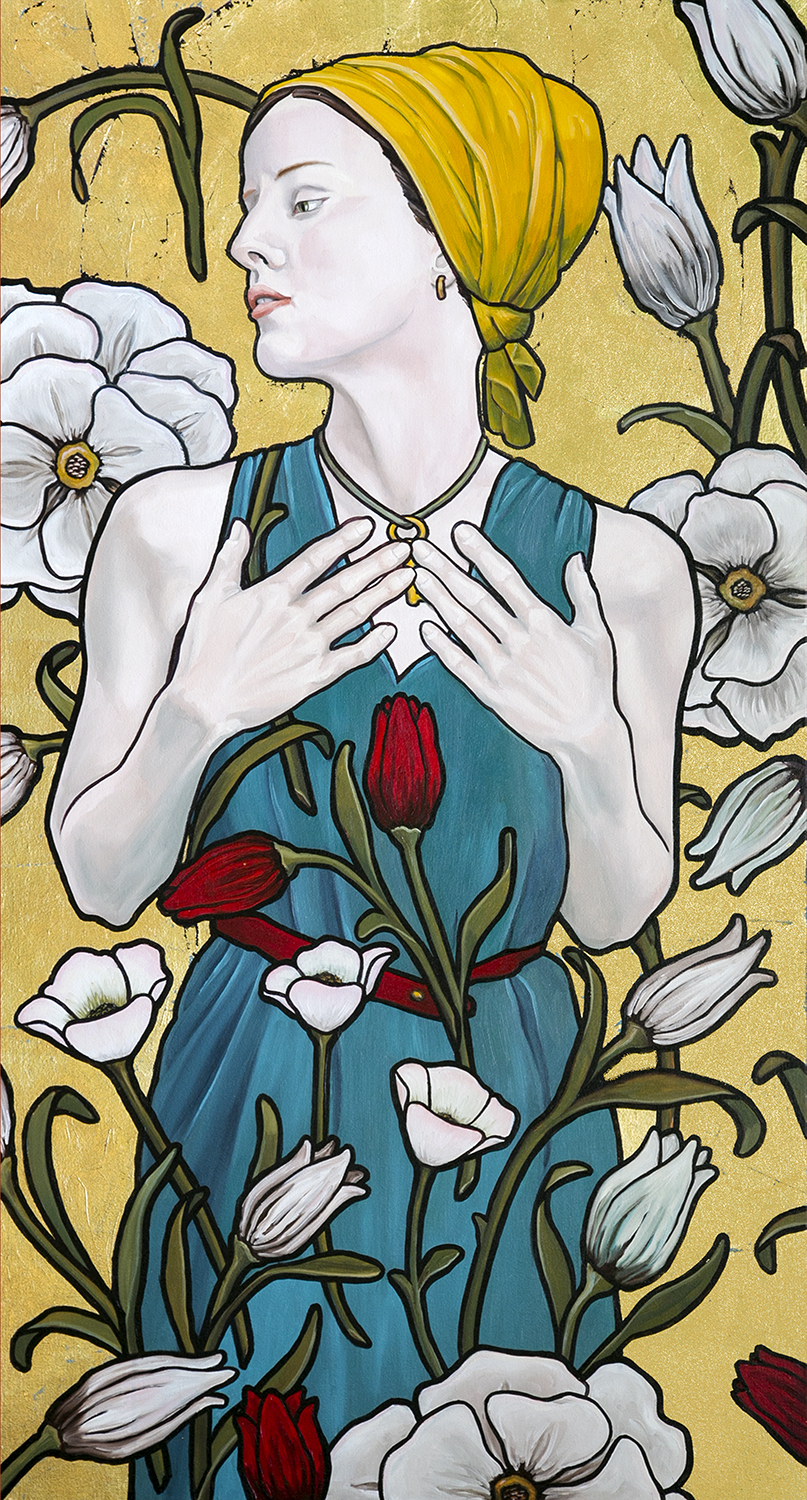 The Key / 48" x 24" / oil and gold leaf metal on linen / sold