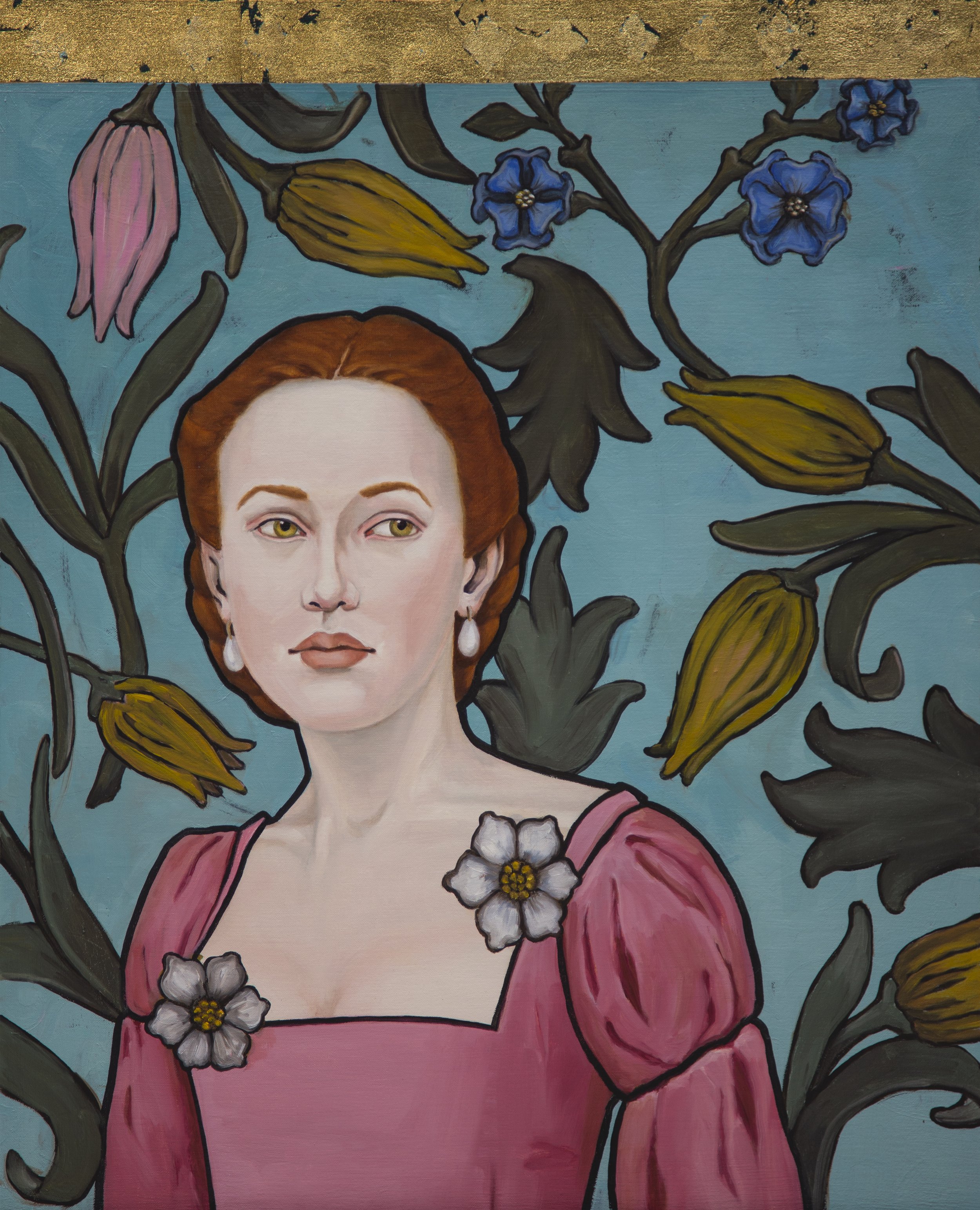 Lucrezia II / oil and metal leaf on linen / 26 x 22