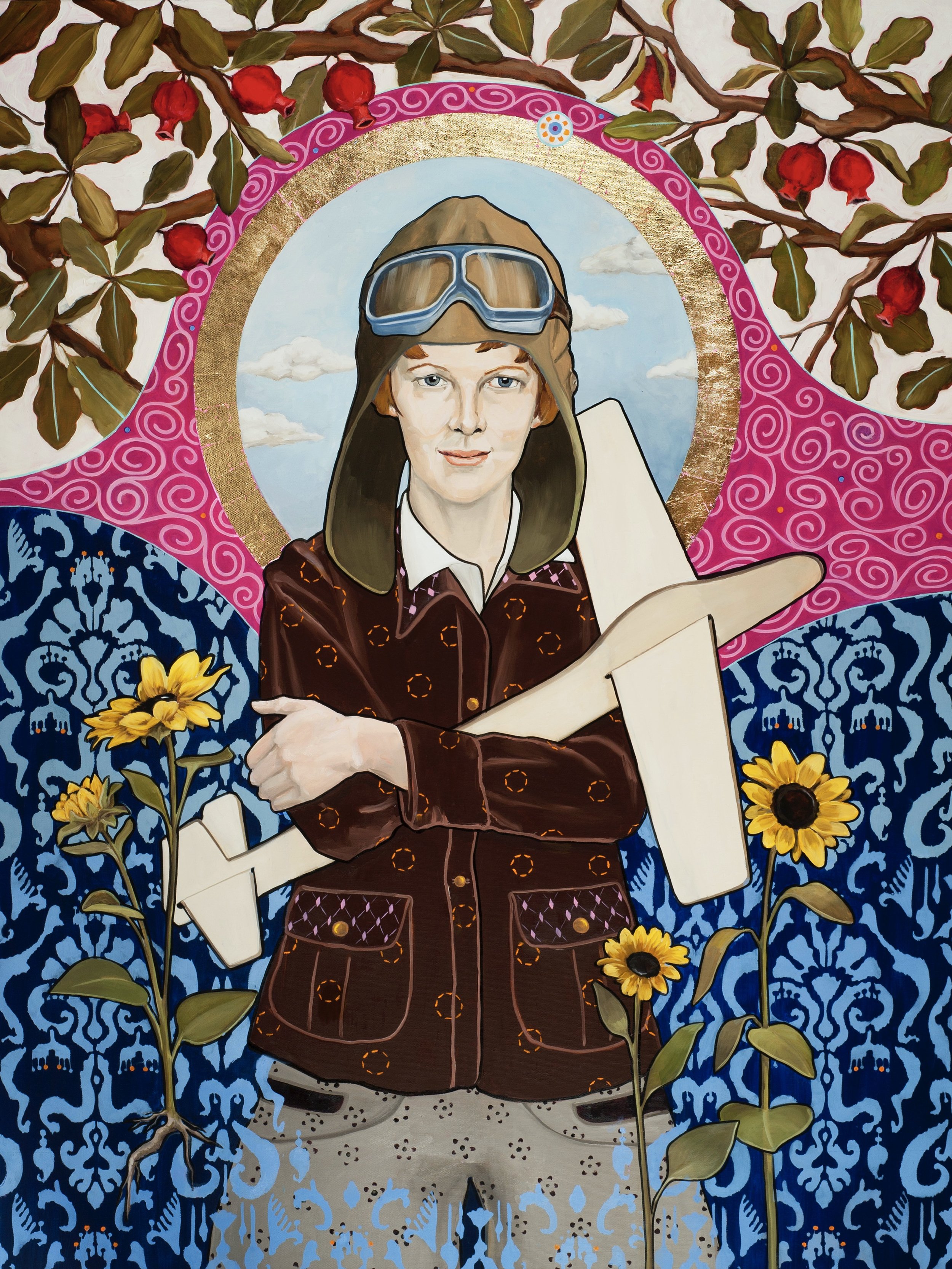 Amelia’s High Flying Dream / oil and gold leaf on canvas / 48” x 36” contact studio