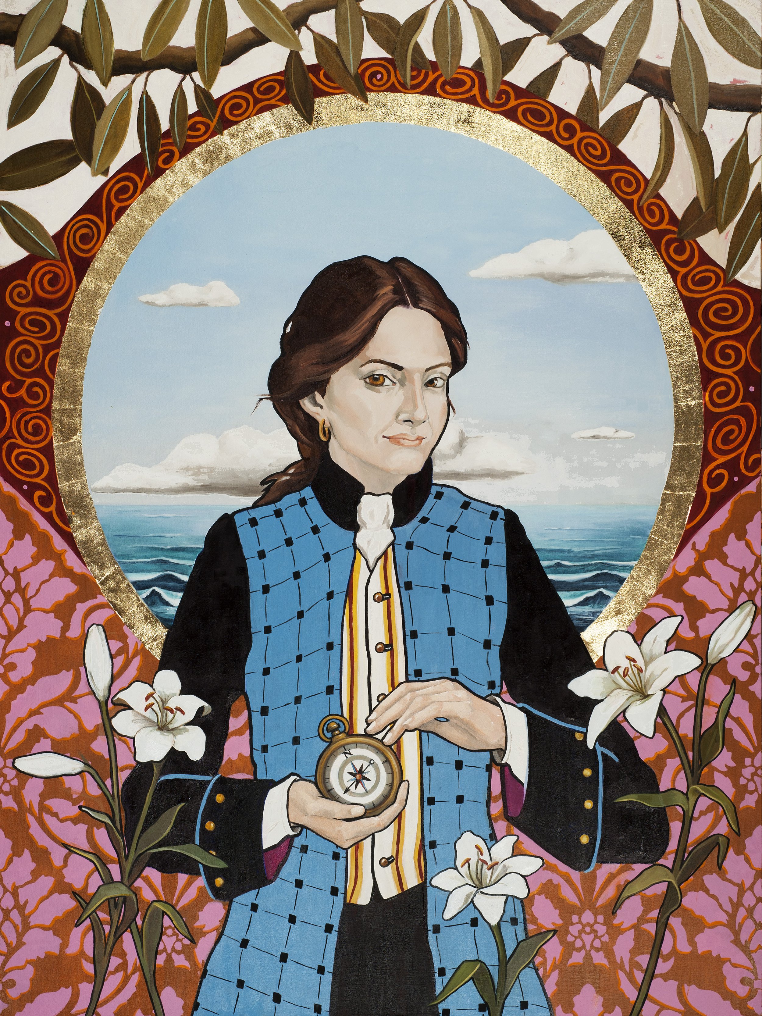 Jeanne’s Circumnavigation of 1979/ oil and gold leaf on canvas / 40” x 30”/SOLD