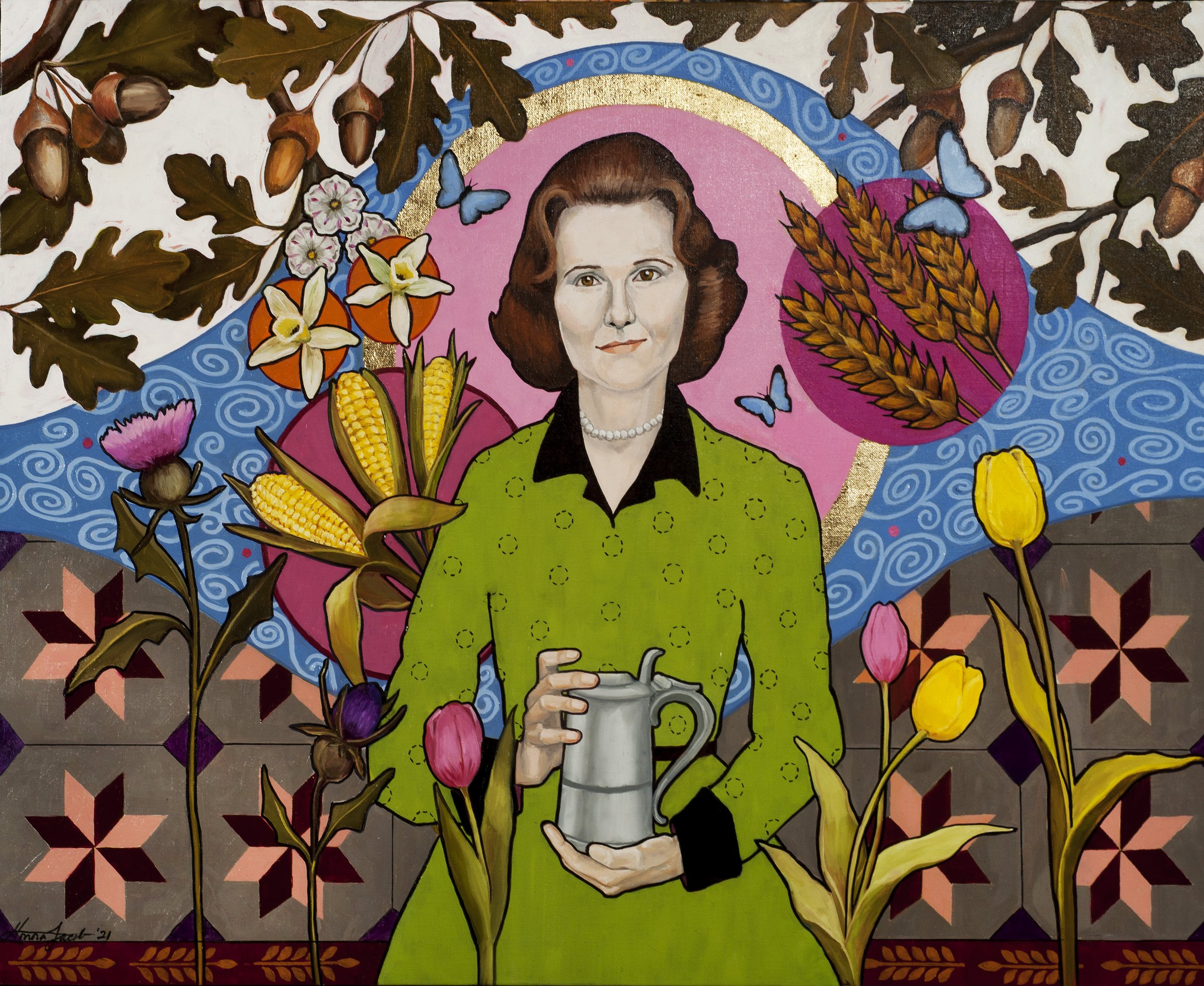 Margie Samuels (co-founder Maker’s Mark Bourbon) / oil and gold leaf on canvas / 30” x 40” / COMMISSION