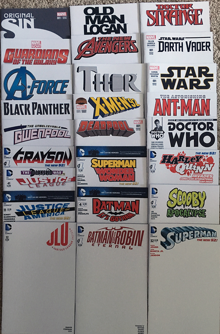 These are currently the comic covers I have on hand.
