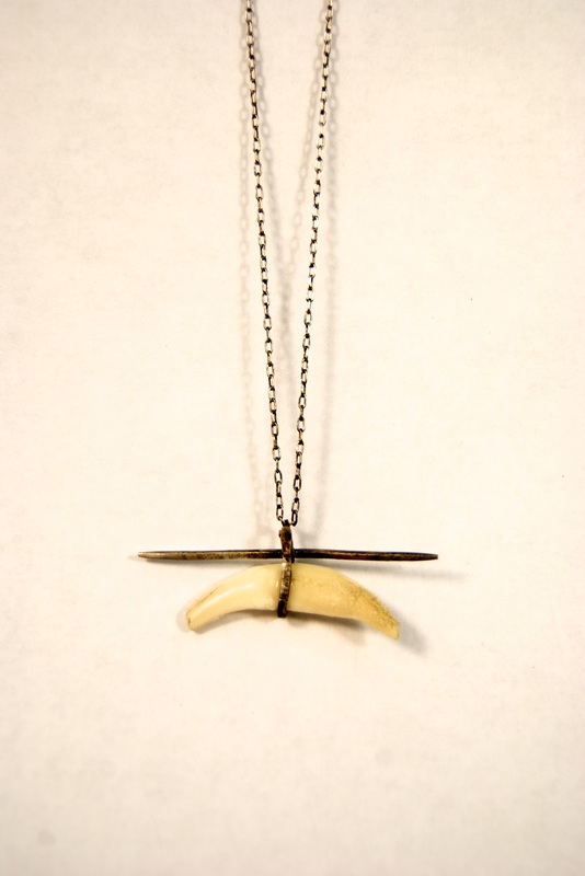 Fox Tooth and Silver Necklace