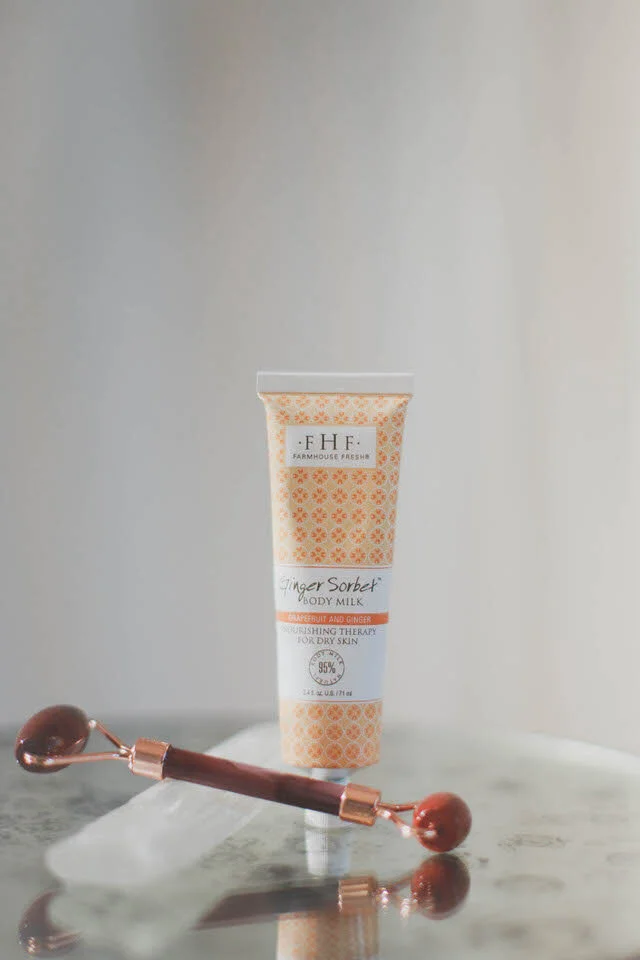 Ginger Sorbet Body Milk + Red Jasper Crystal Face Roller Bundle