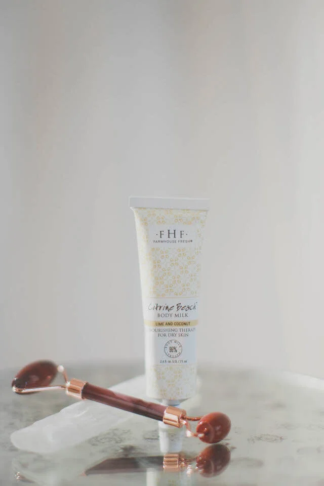 Citrine Beach Body Milk + Red Jasper Crystal Face Roller Bundle