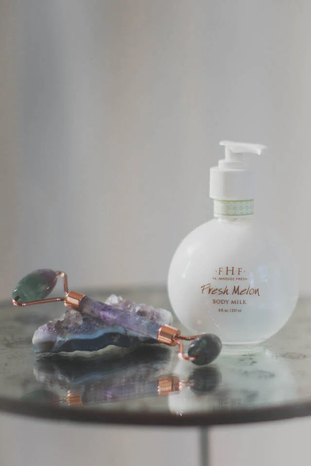 Fresh Melon Body Milk + Rainbow Flourite Crystal Face Roller Bundle