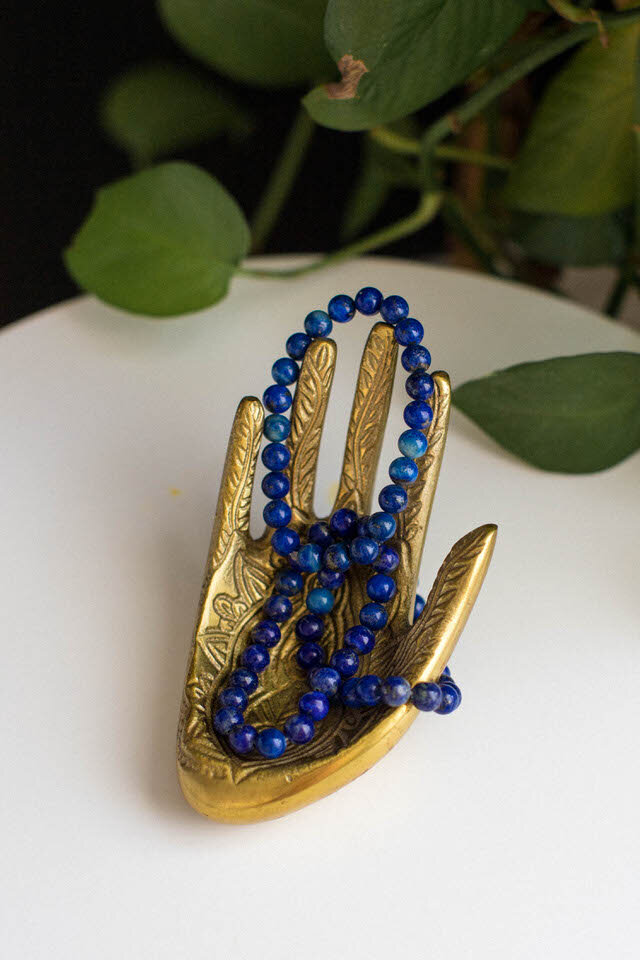 Blue Lapis Lazuli Crystal Beaded Bracelet
