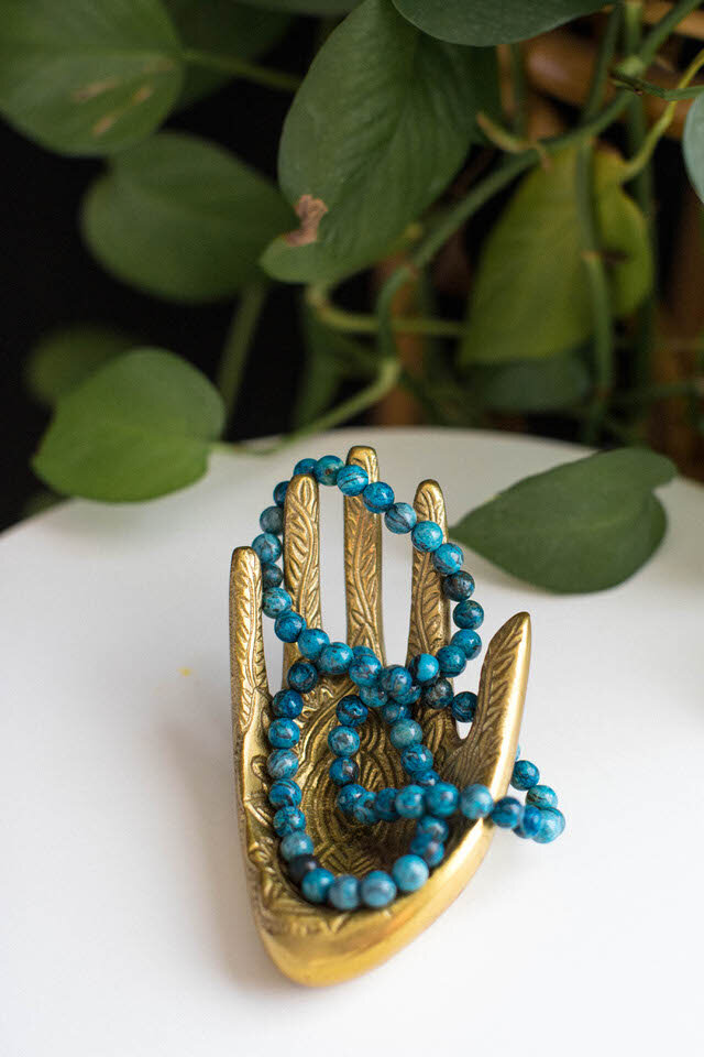 Blue Apatite Crystal Beaded Bracelet