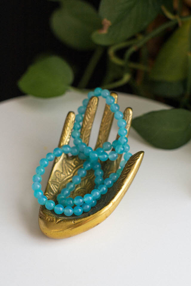 Blue Agate Crystal Beaded Bracelet