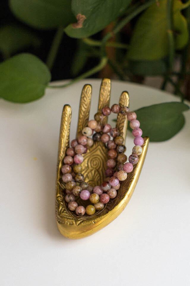 Purple Mass Jasper Crystal Beaded Bracelet