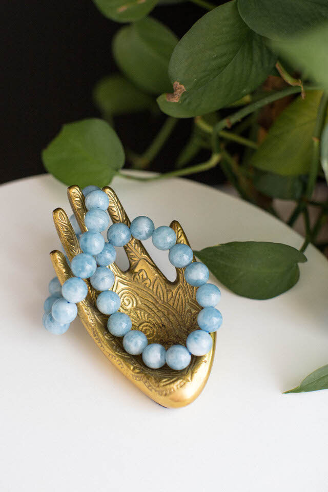 Blue Calcite Crystal Beaded Bracelet