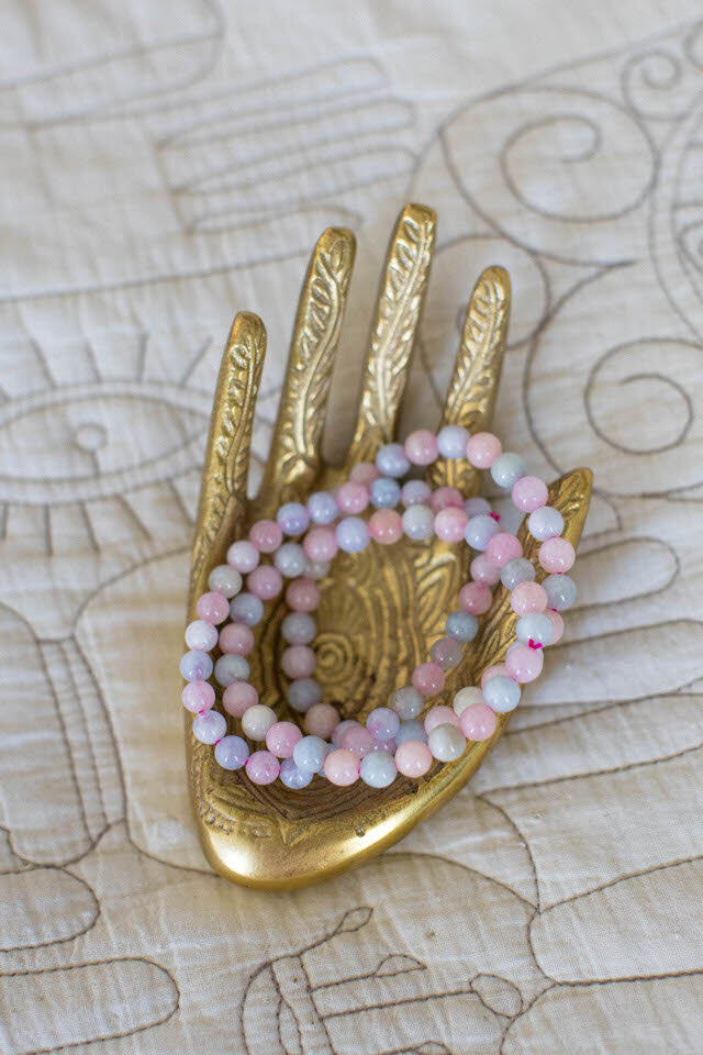 Morganite Crystal Beaded Bracelet