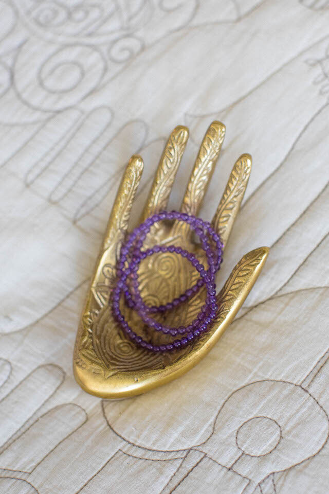 Clear Amethyst Crystal Beaded Bracelet - Mini